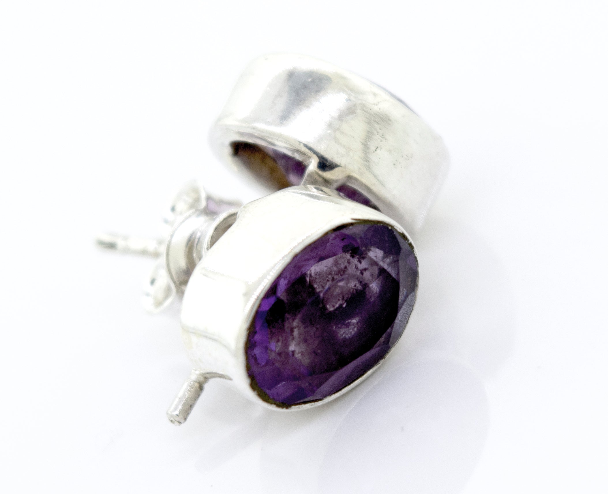 Super Silver's Beautiful Facet Cut Oval Amethyst Studs.