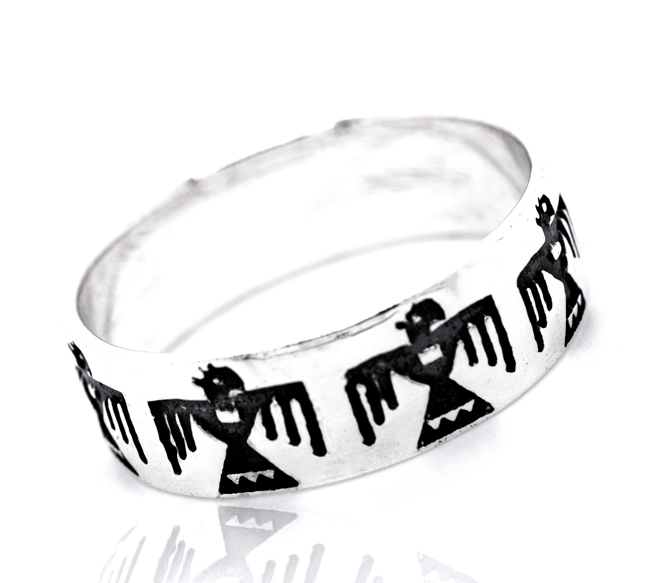A southwest-inspired Thunderbird Ring by Super Silver with an eagle on it.