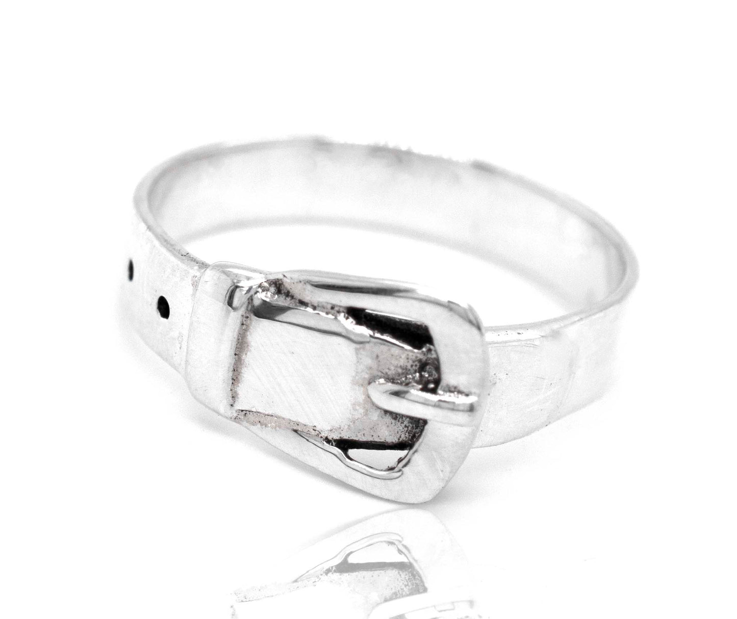 A Belt Ring with a belt shape design, perfect for stacking with other rings.