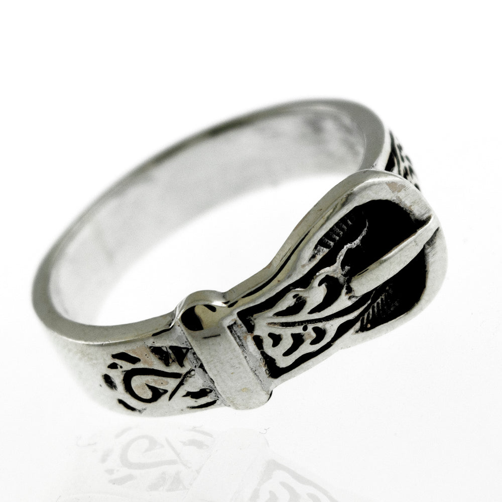 
                  
                    A Silver Belt Ring with Design with a freestyle etching design.
                  
                