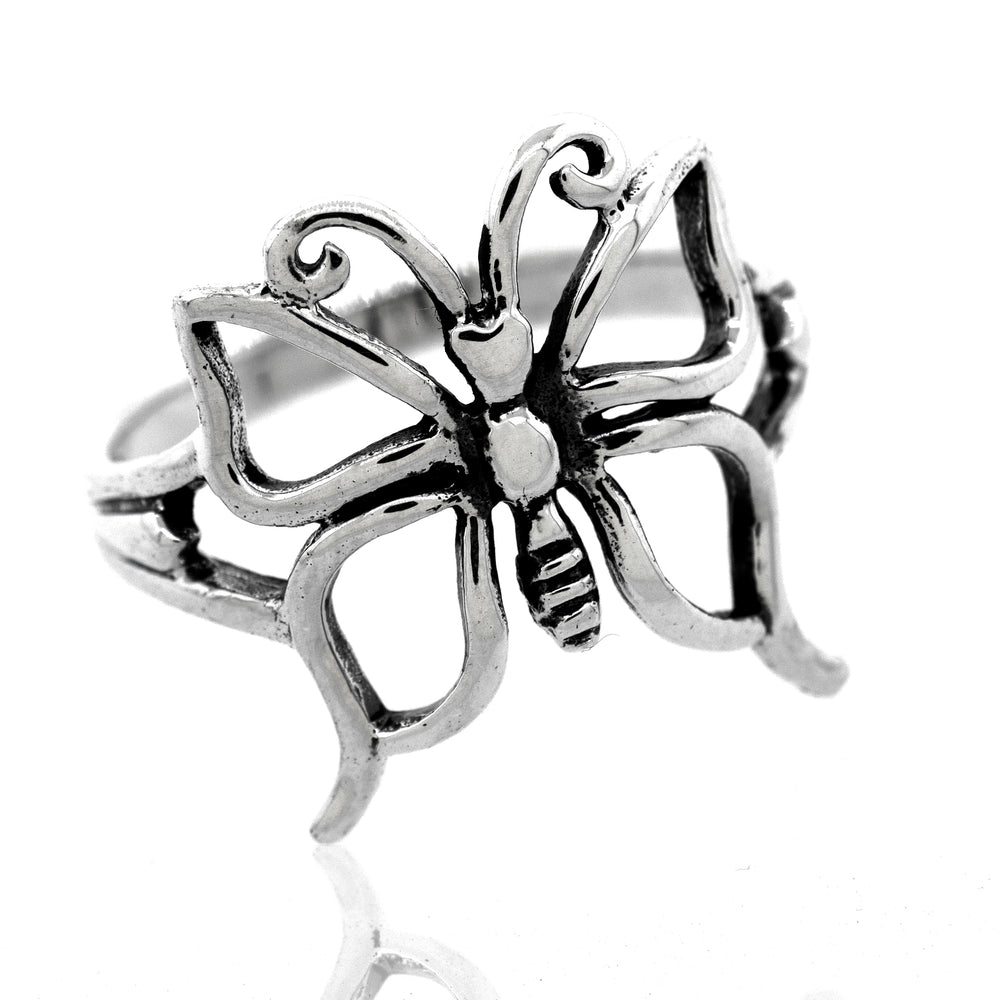 A Charming Cutout Butterfly Ring on a white background.