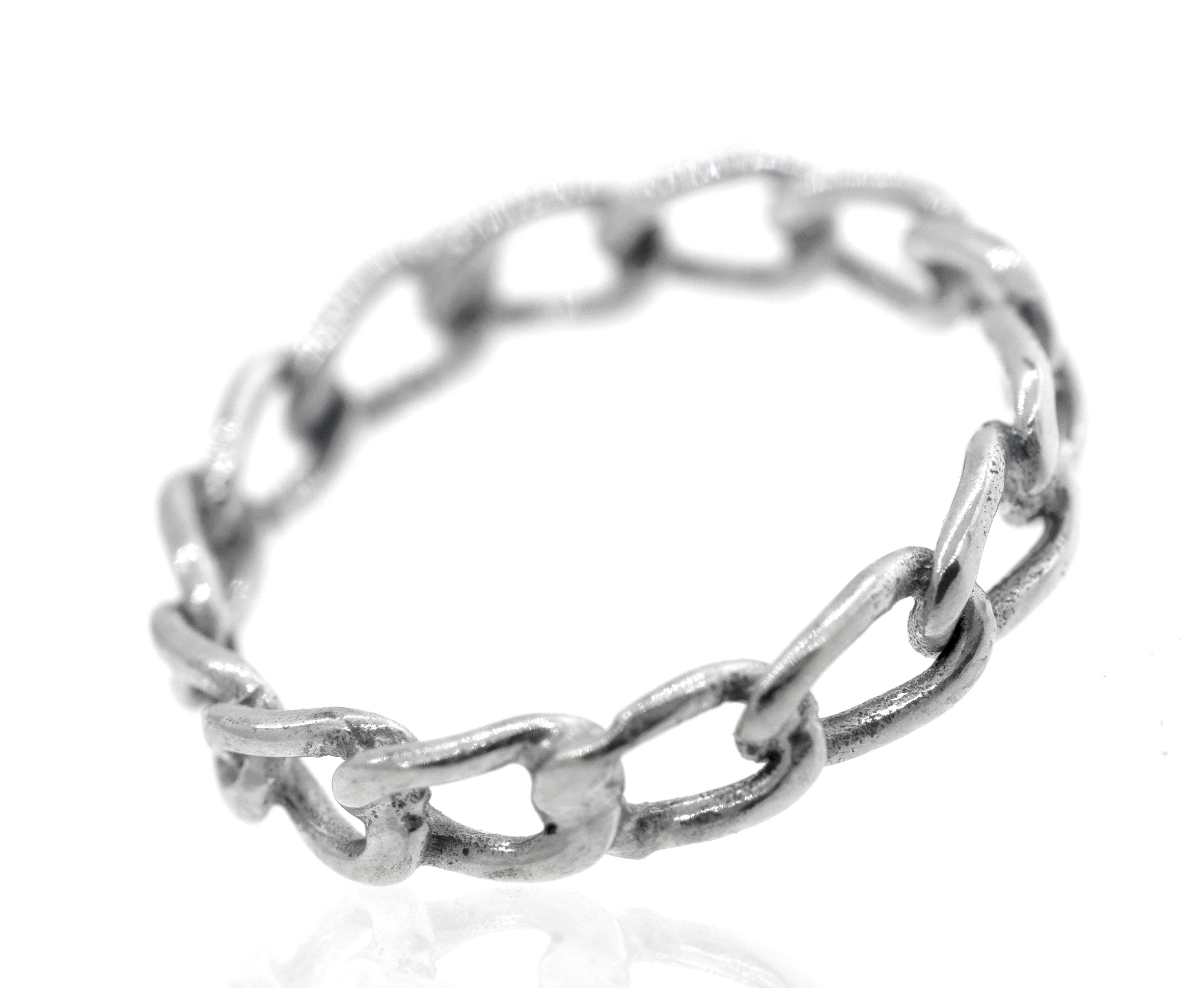 An image of a Super Silver Chain Link Wire Ring.