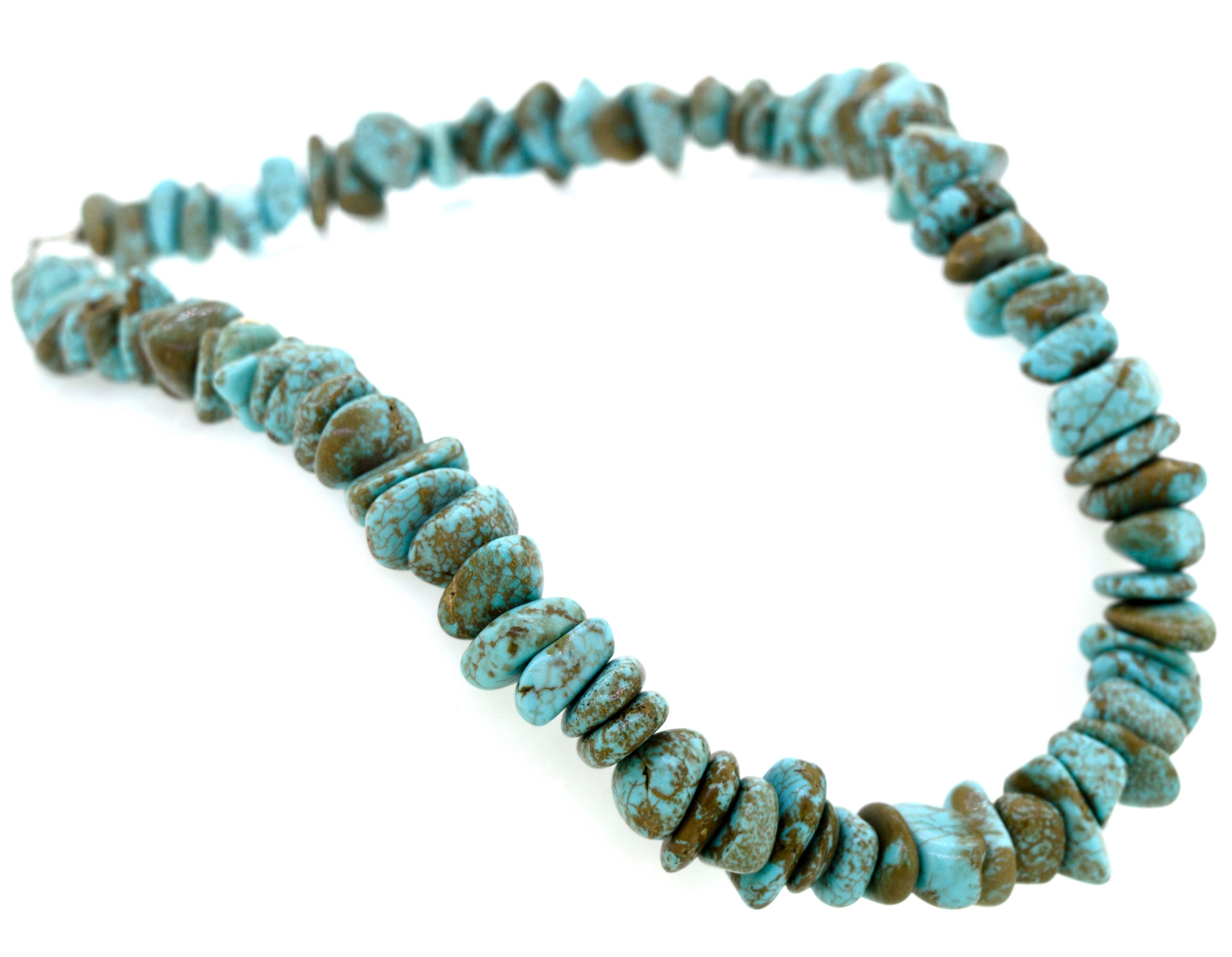 A Dreamy Colorado Turquoise Beaded Necklace by Super Silver with brown stones perfect for daily life.