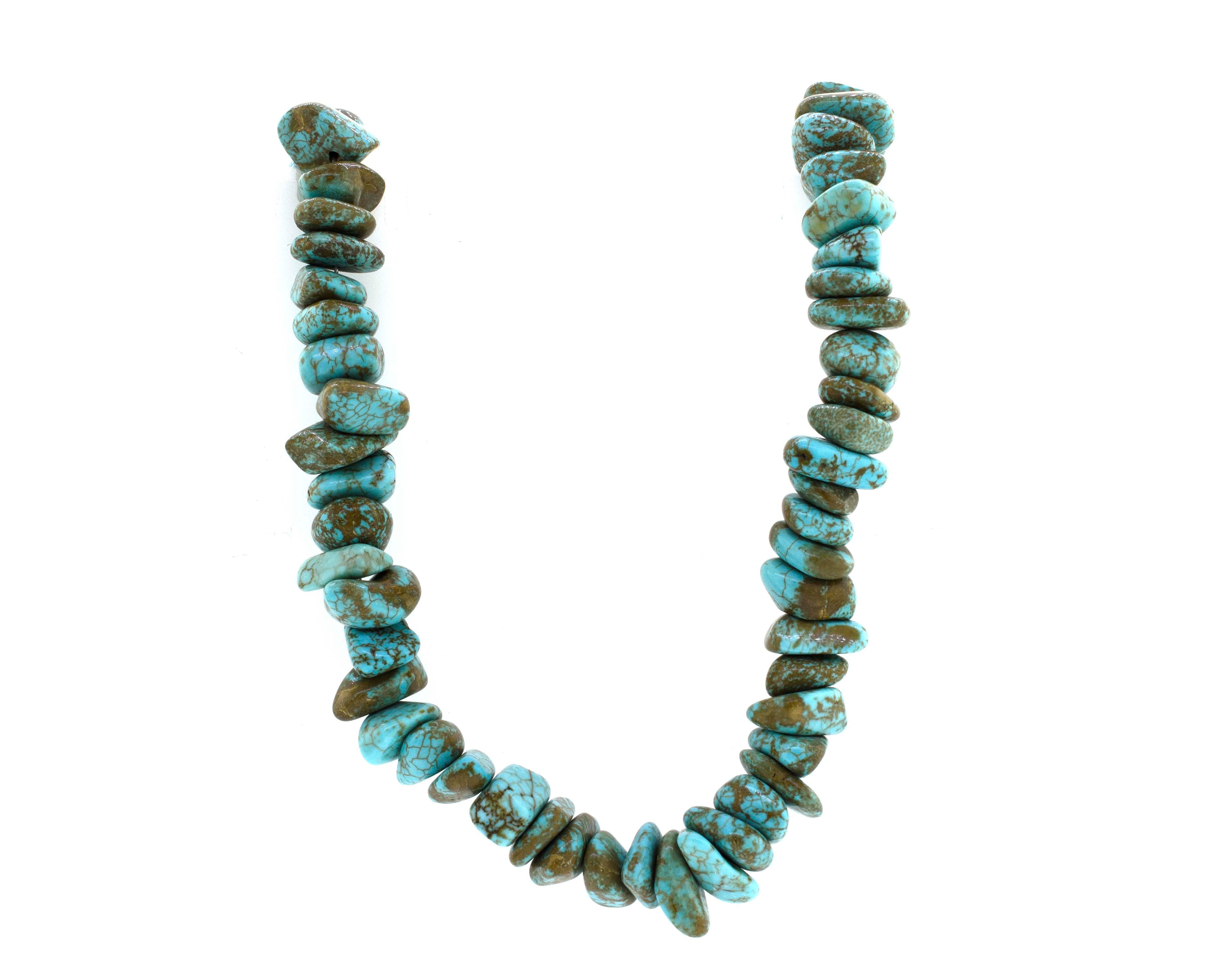 A Dreamy Colorado Turquoise Beaded Necklace made of Super Silver.