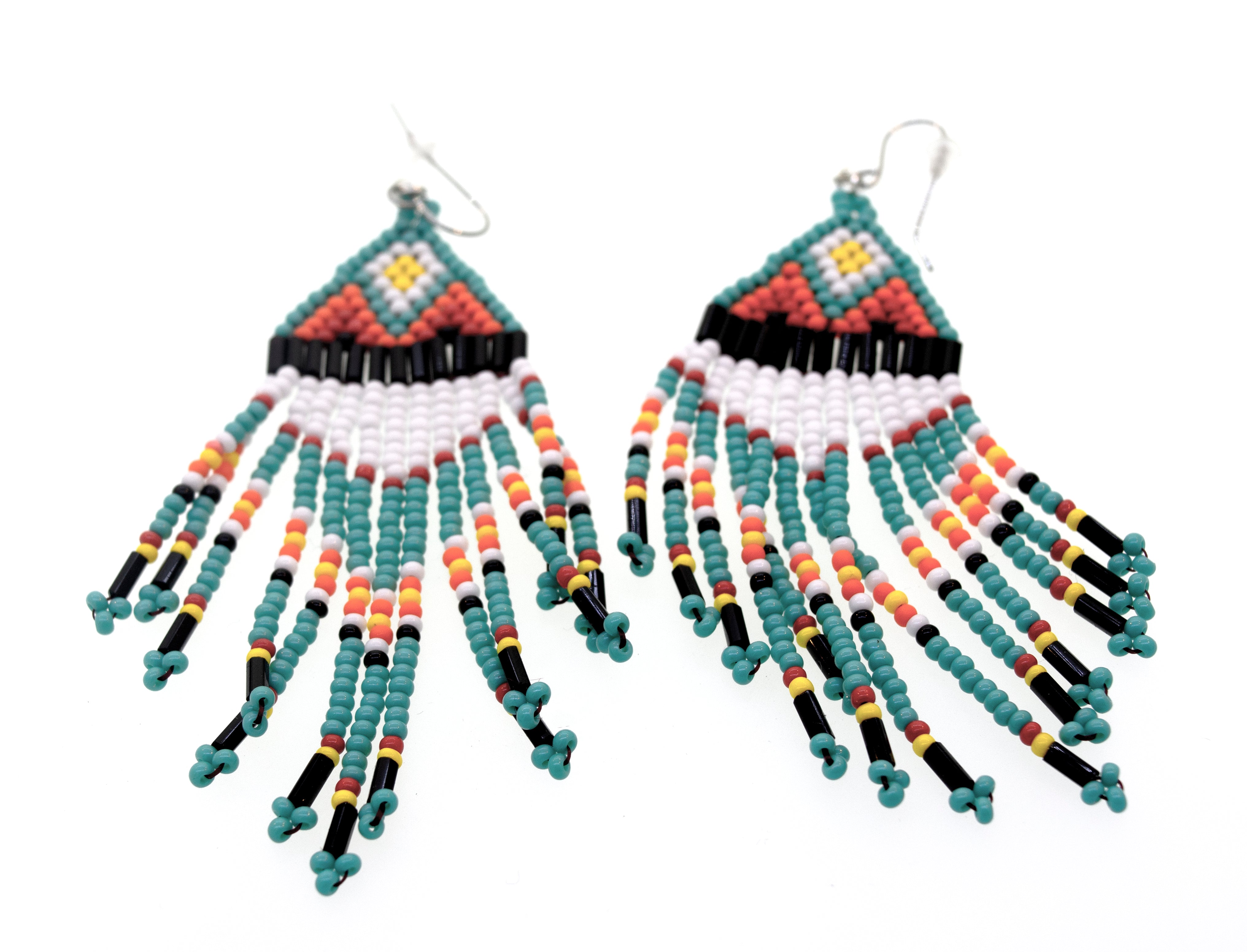 Super Silver Handmade Multi-Stone Beaded Dangle Earrings with colorful gemstone beads.