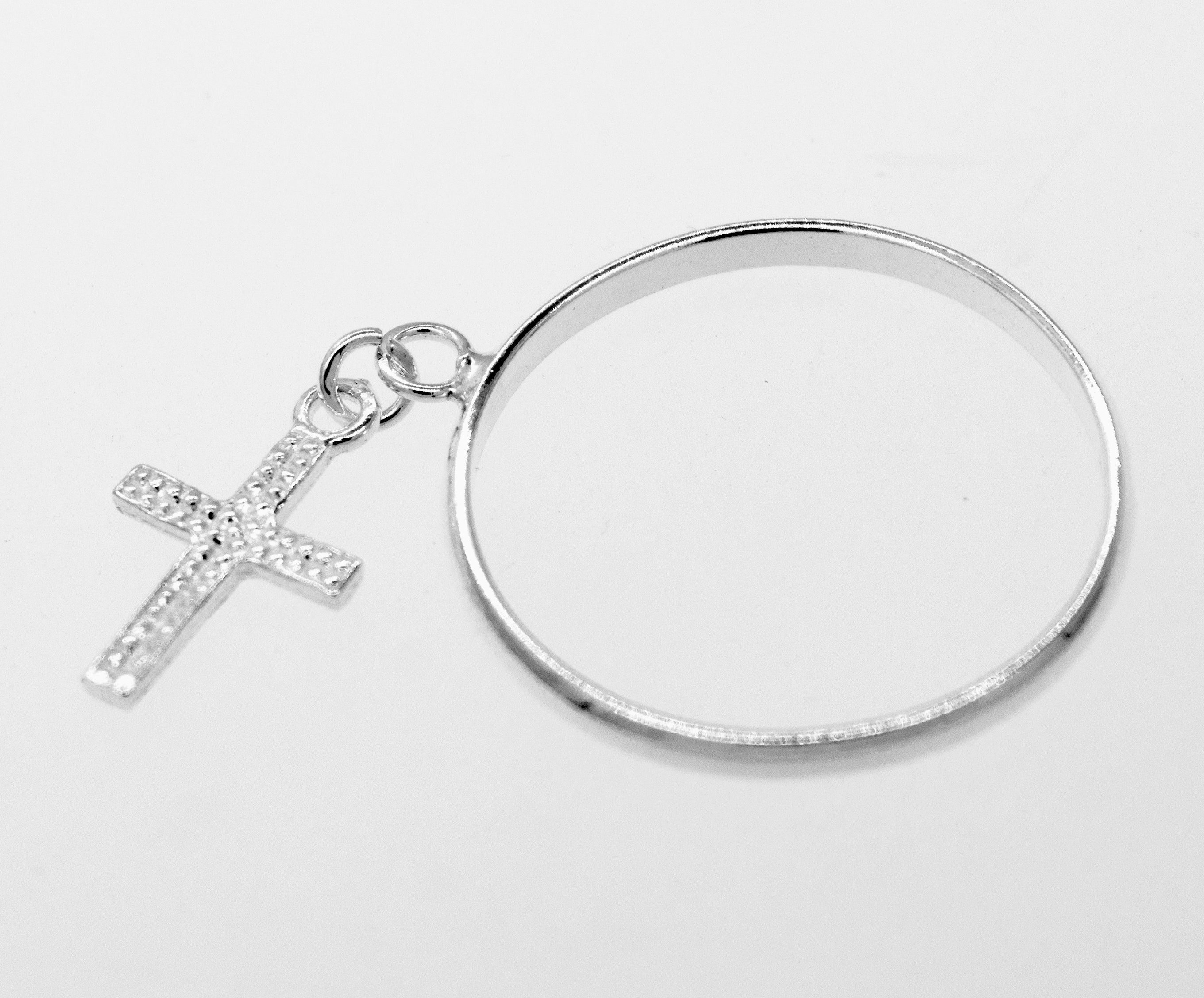 A Super Silver Charm Ring with Cross.