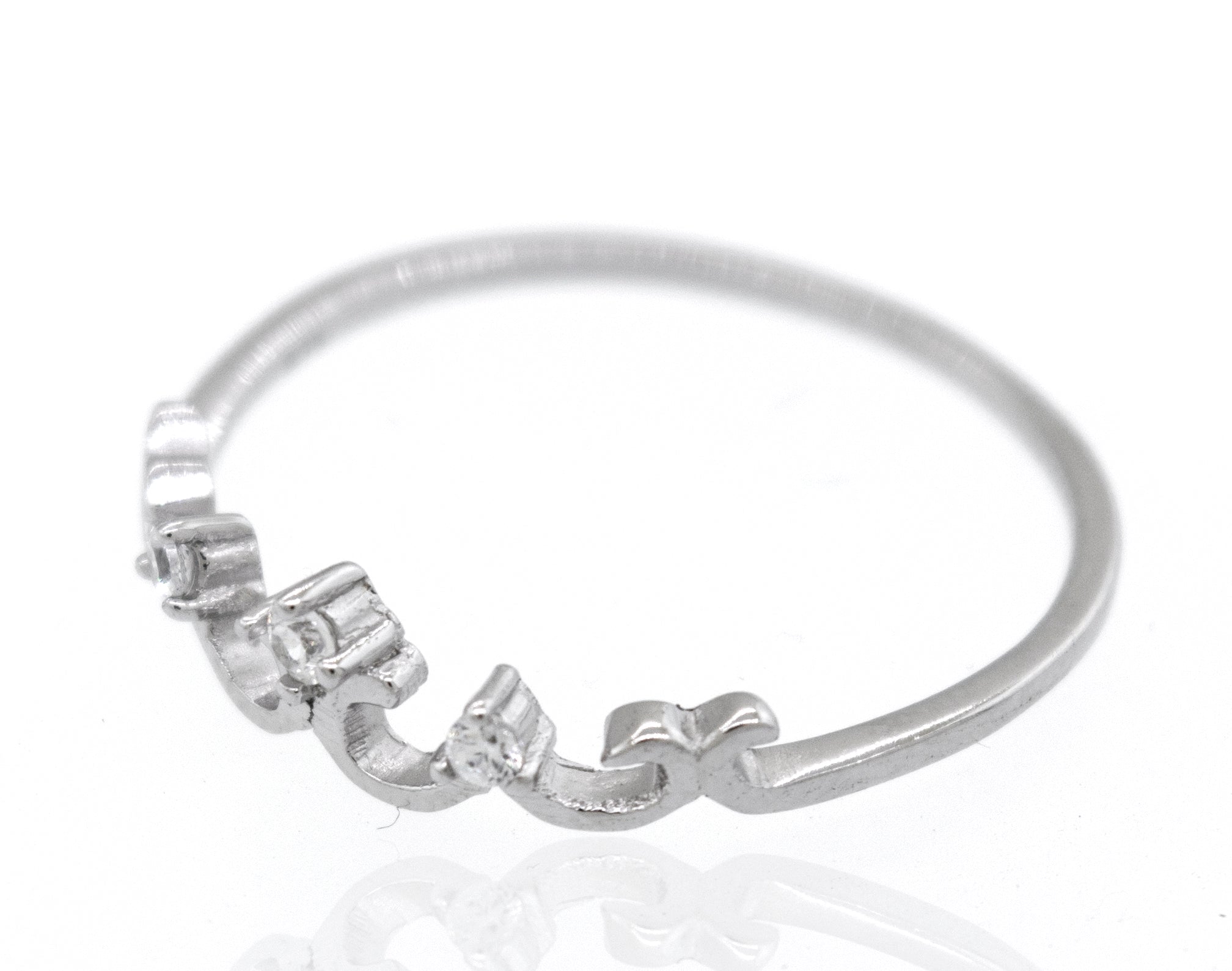 An elegant Crown Ring with Tiny Cubic Zirconia.