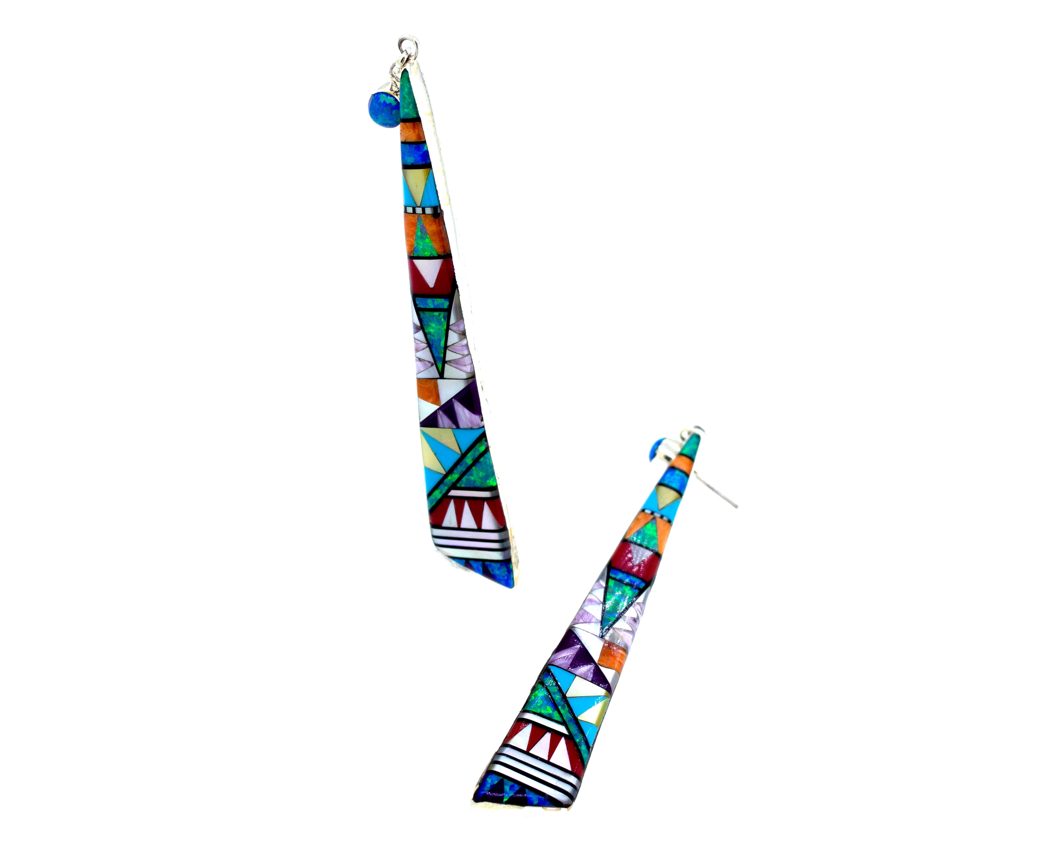 Super Silver's Handcrafted Elongated Triangle Earrings, with colorful geometric designs, are perfect for those seeking a tribal feel. These earrings are meticulously handmade using high-quality materials.