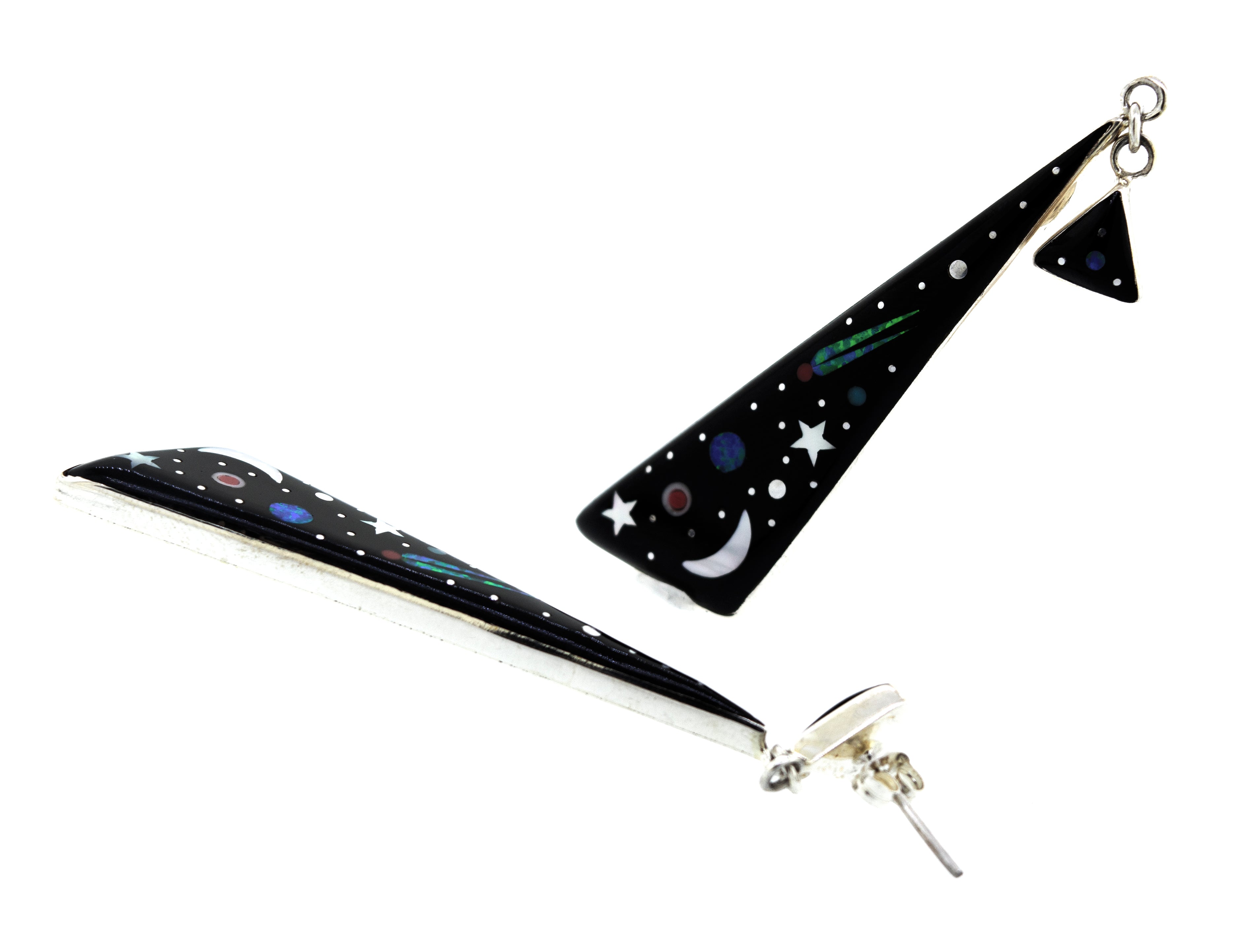 Super Silver's Handcrafted Outer Space Earrings feature stars and planets in outer space.