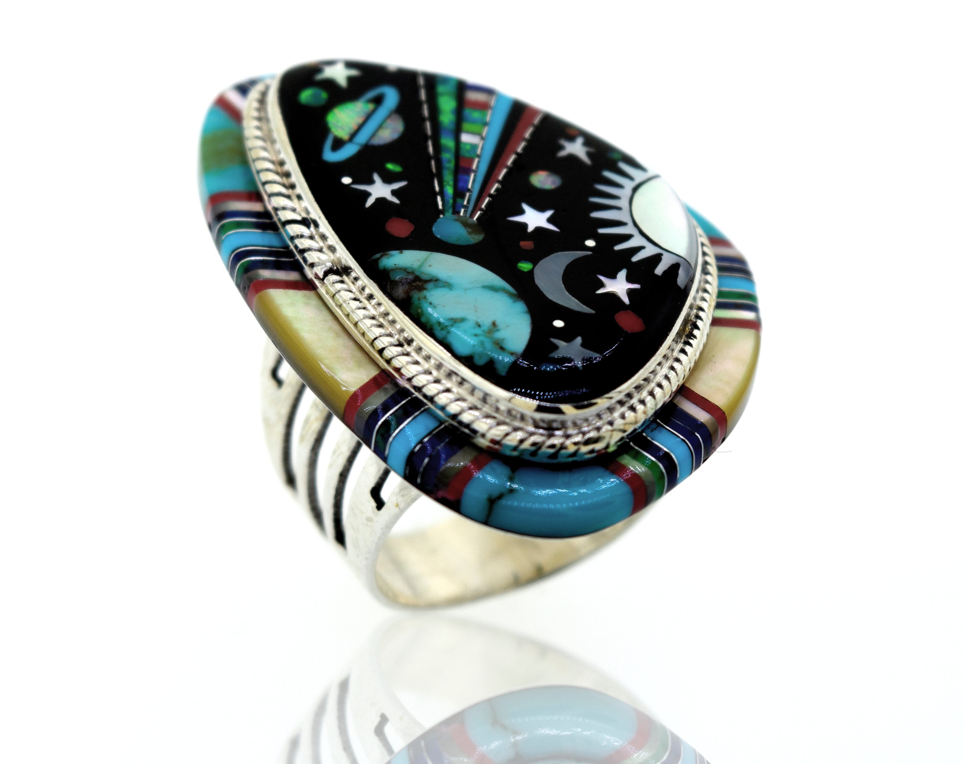 An Exquisite Handcrafted Outer Space Ring adorned with stars and planets by Super Silver.