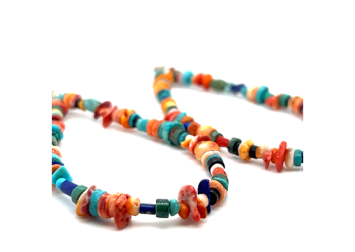 A pair of Brilliant Southwest Beaded Earrings featuring southwest sunset colors on a white background by Super Silver.