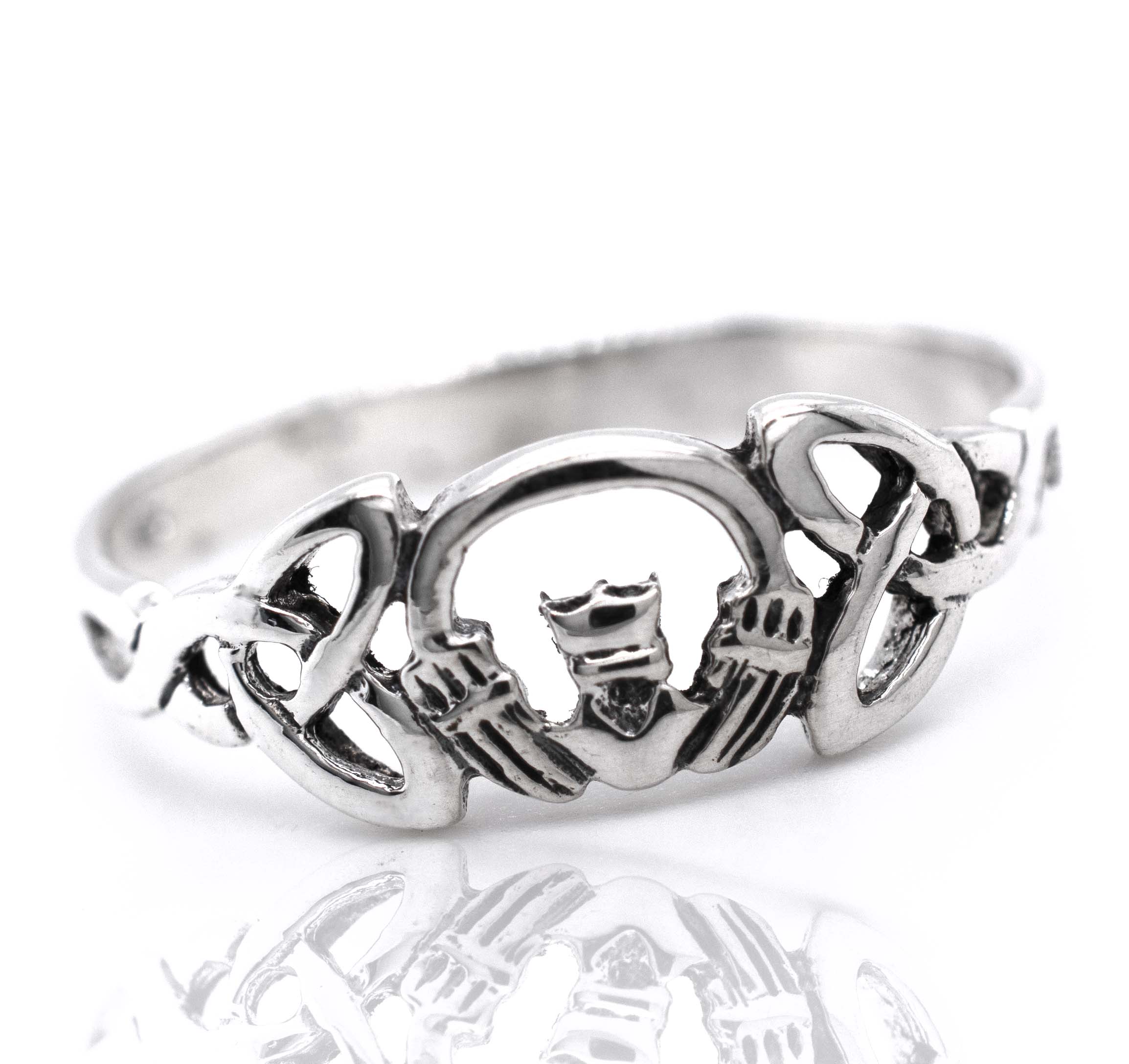 Sterling silver Claddagh ring with a heart motif