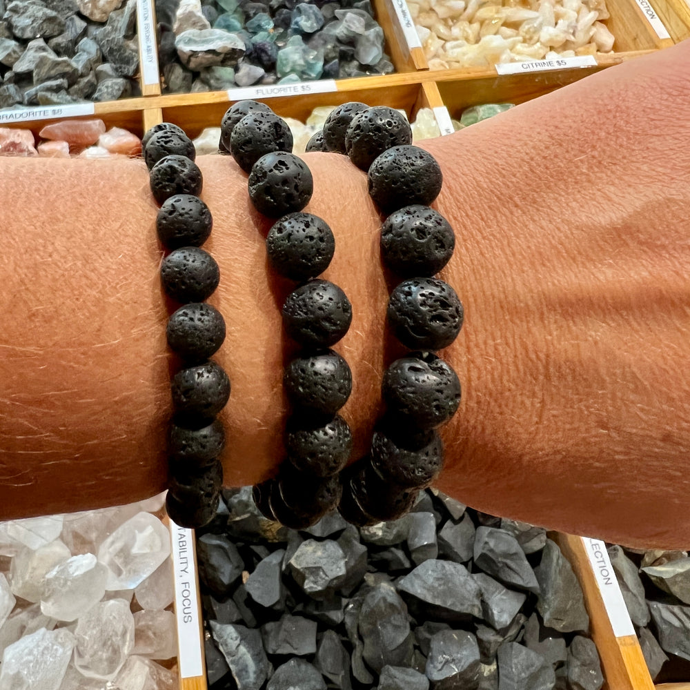 
                  
                    Super Silver's Essential Oil Bracelet with Lava Rock Beads, the perfect grounding stone for essential oil jewelry enthusiasts.
                  
                