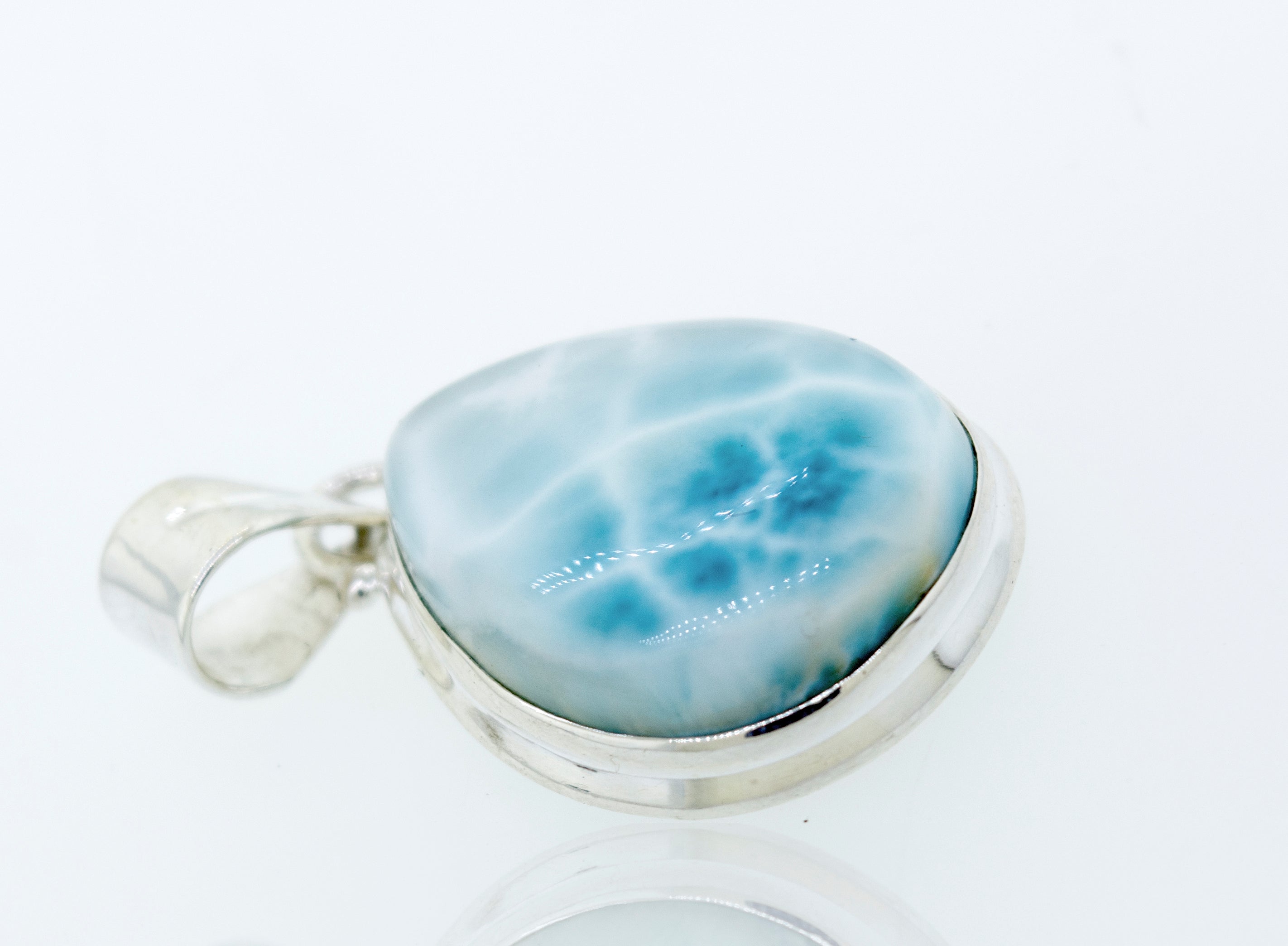 Larimar Necklace on 28 Adj. Cord - Polished Teardrop Pendant