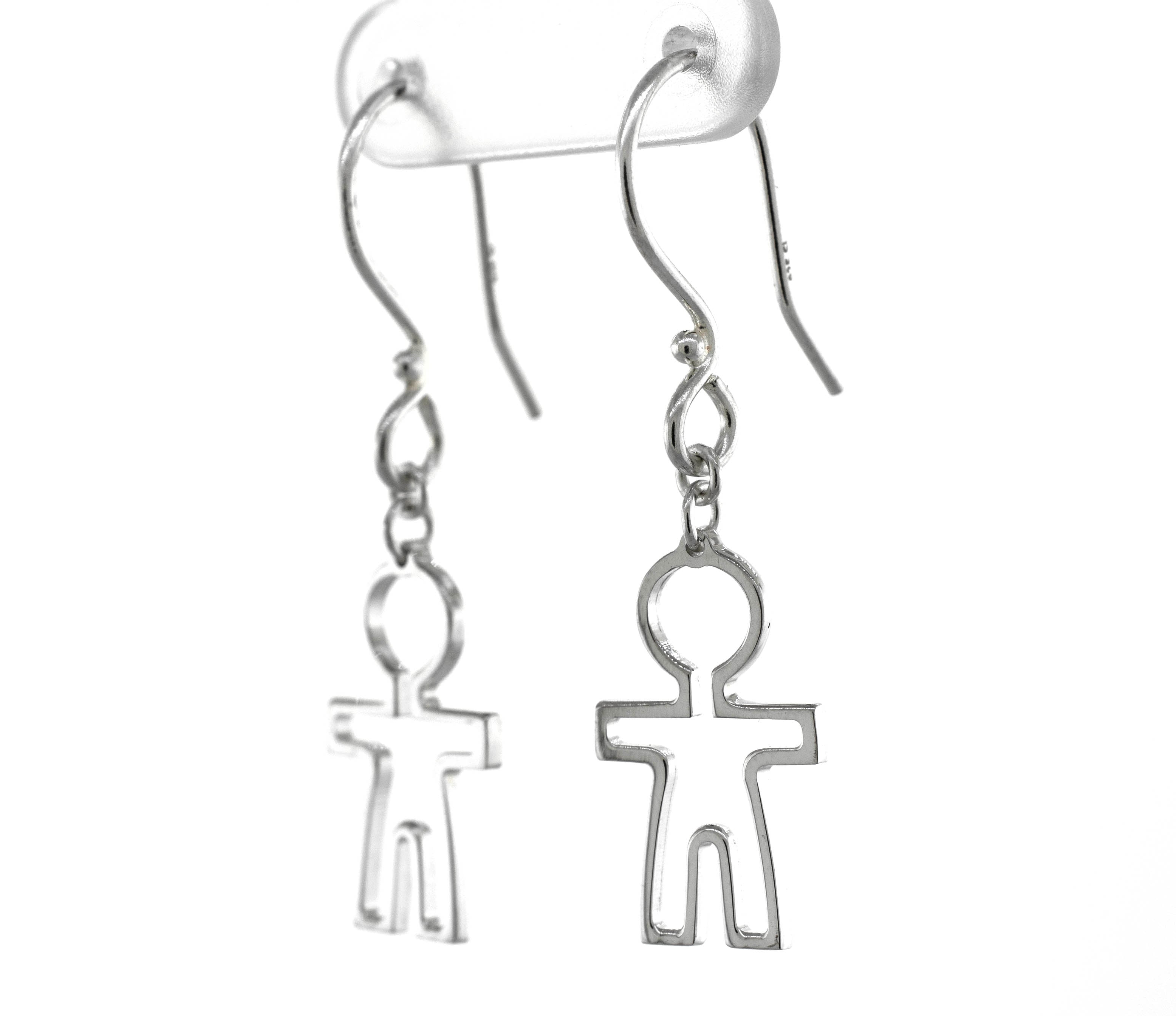 A pair of Super Silver Little Man Shaped Earrings in .925 silver.