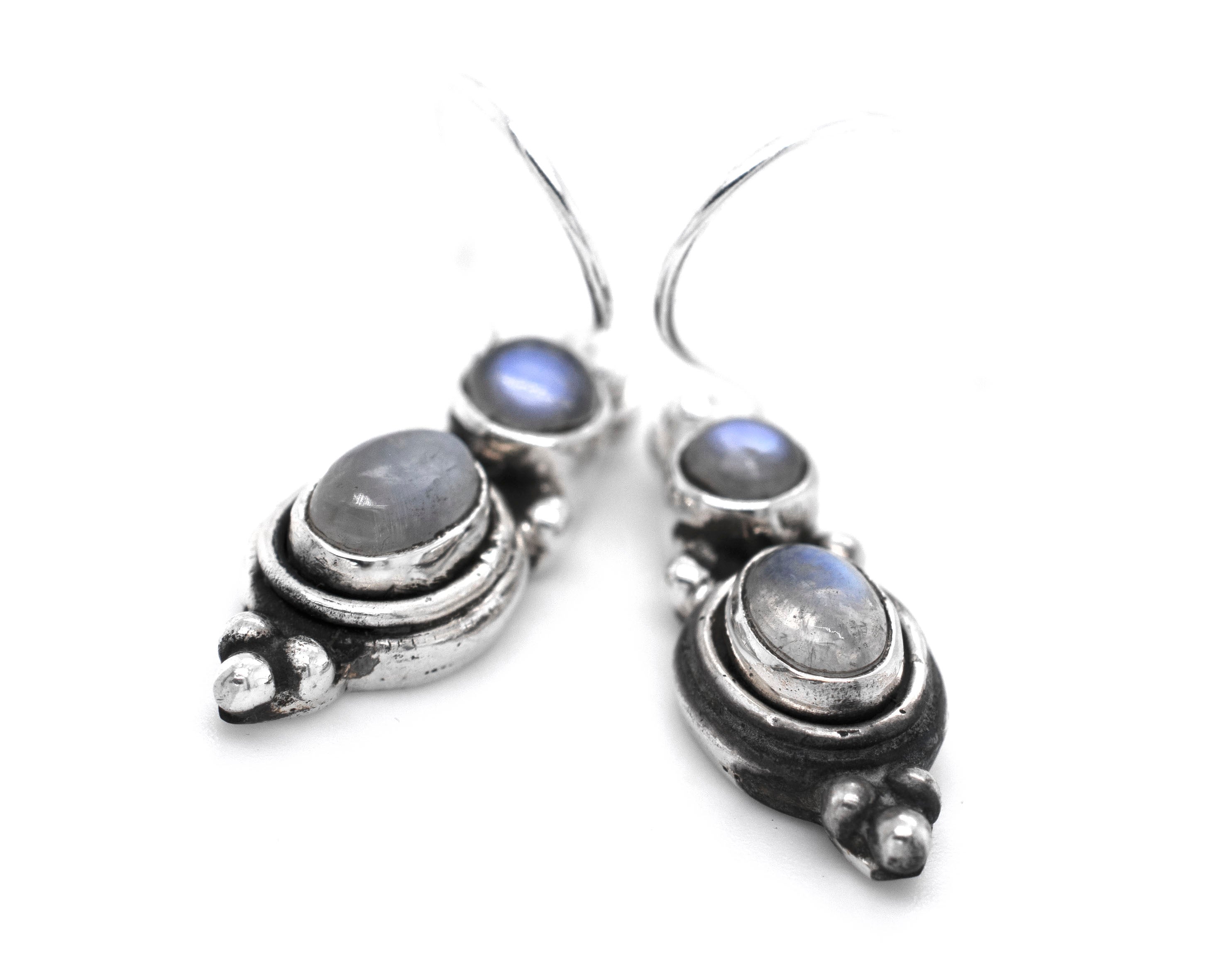 A pair of Super Silver Goddess Shape Gemstone Earrings.