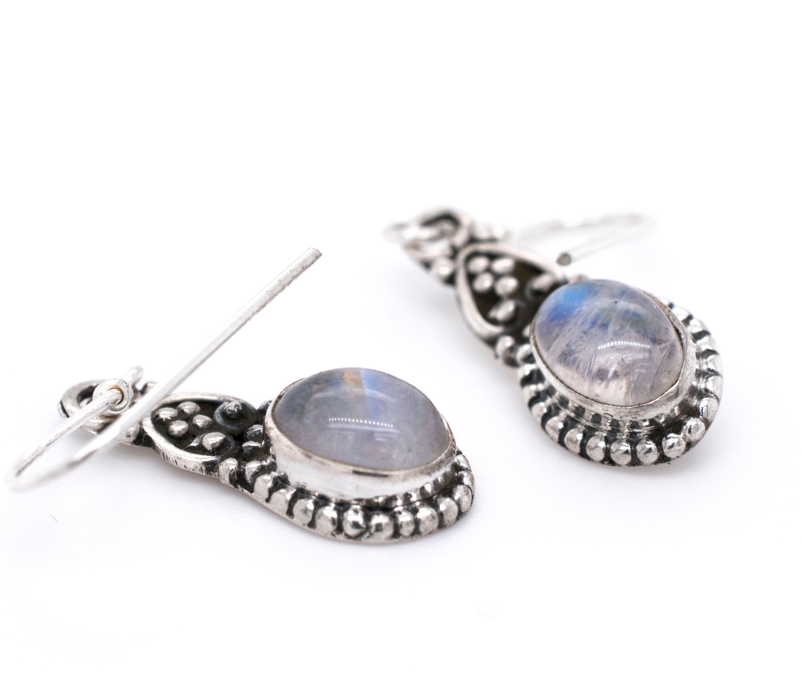 Super Silver's Dainty Bali Style Moonstone Earrings.