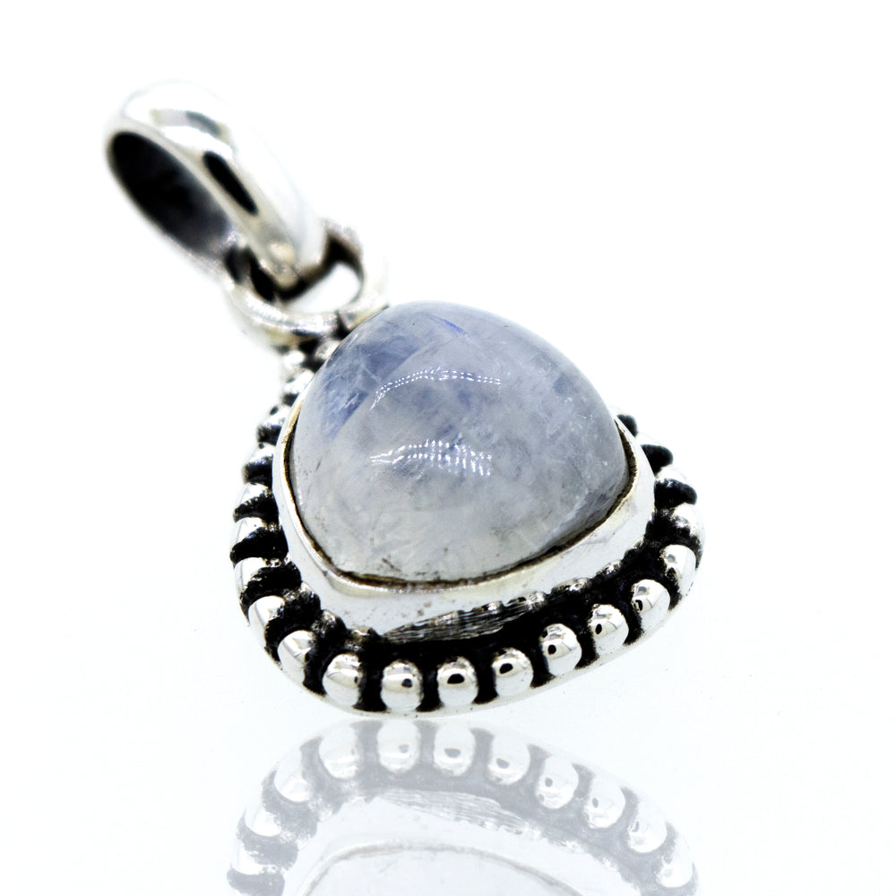 A Super Silver Beautiful Triangular Shape Moonstone Pendant With Beads Design.