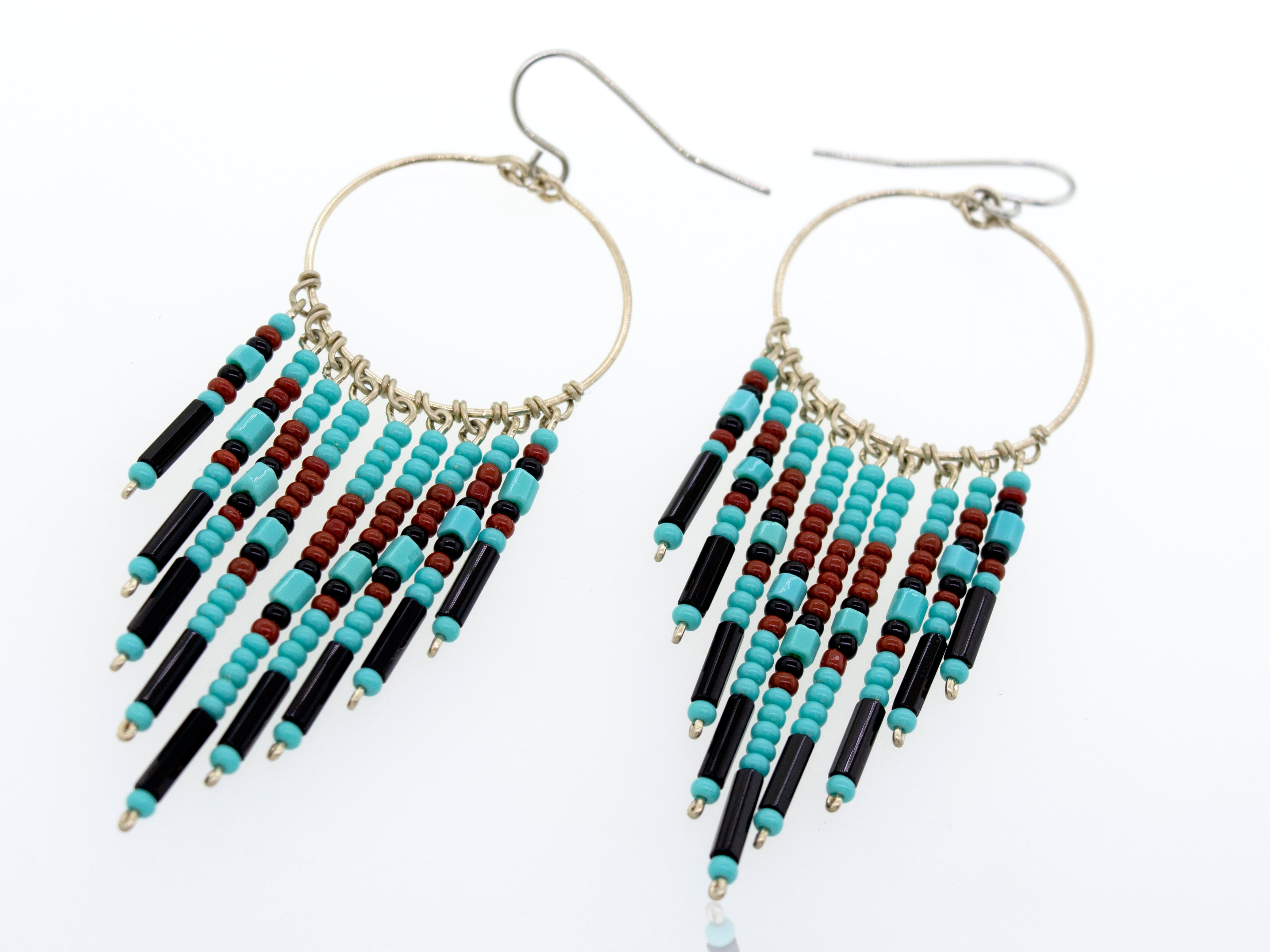 Super Silver Southwest Beaded Earrings
