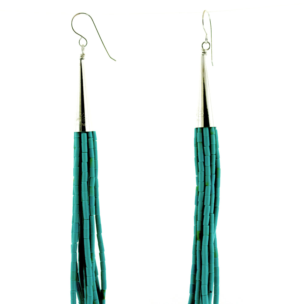 Super Silver's Elegant Southwest Turquoise Earrings on a white background.