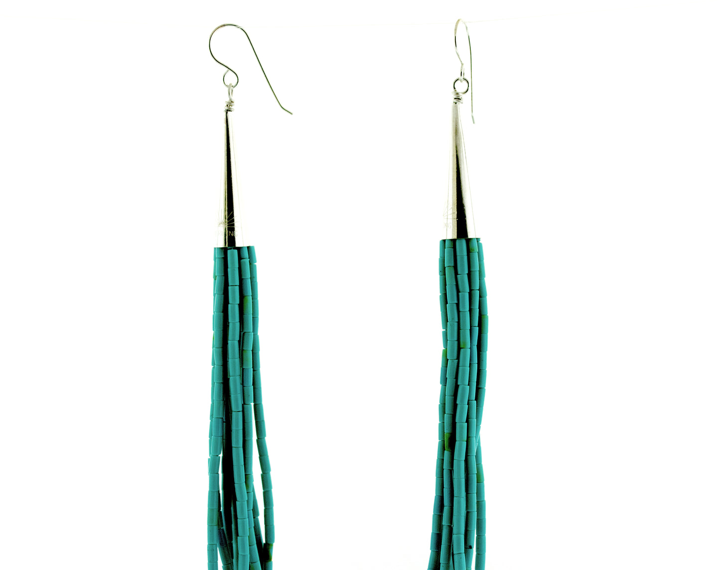 Super Silver's Elegant Southwest Turquoise Earrings on a white background.