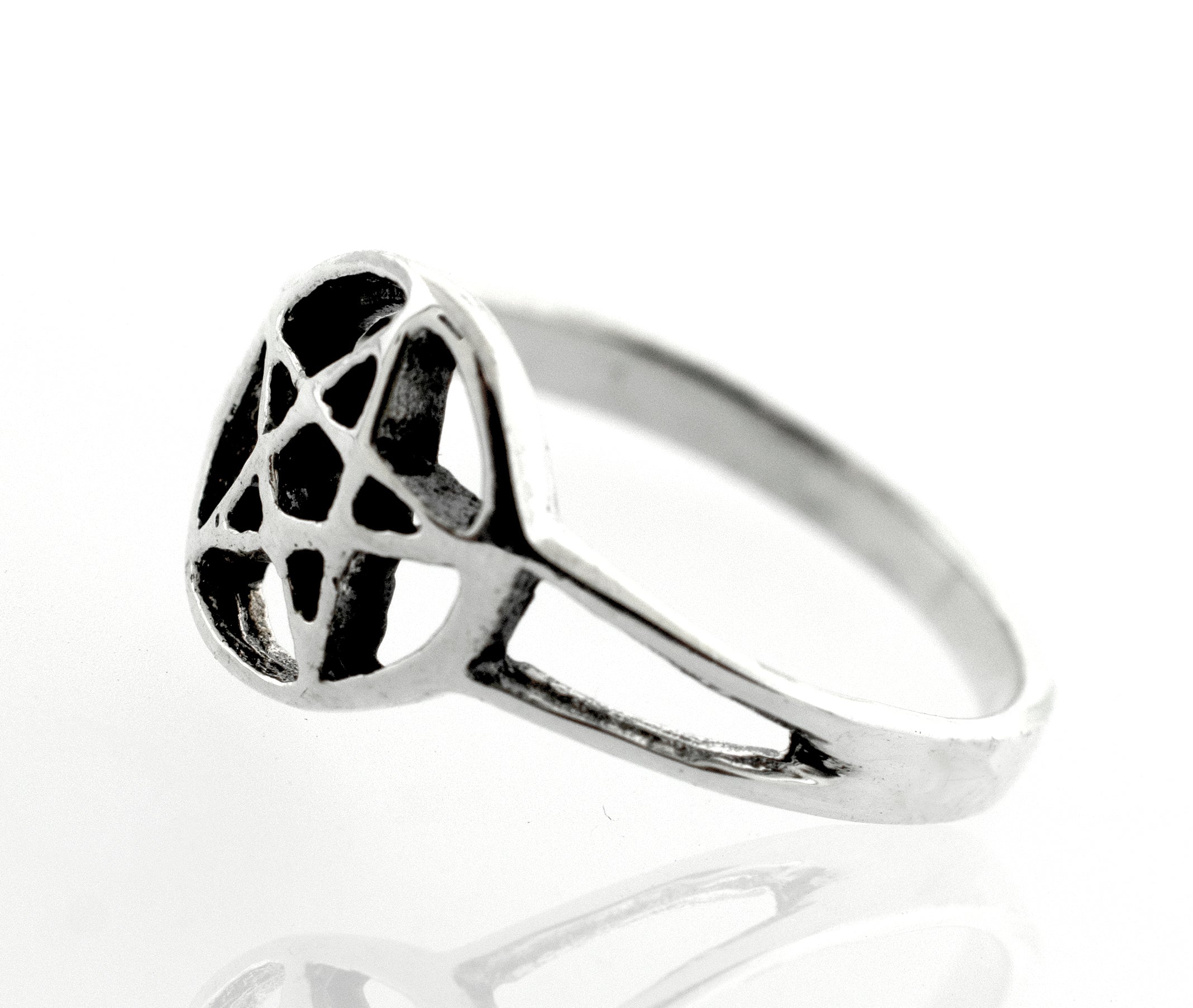 A Silver Pentagram Ring.