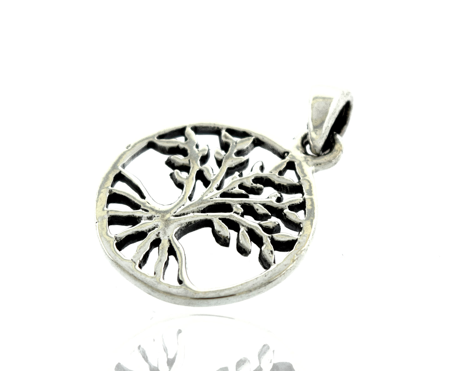 
                  
                    A Super Silver Tree Of Life Pendant shining on a white background.
                  
                
