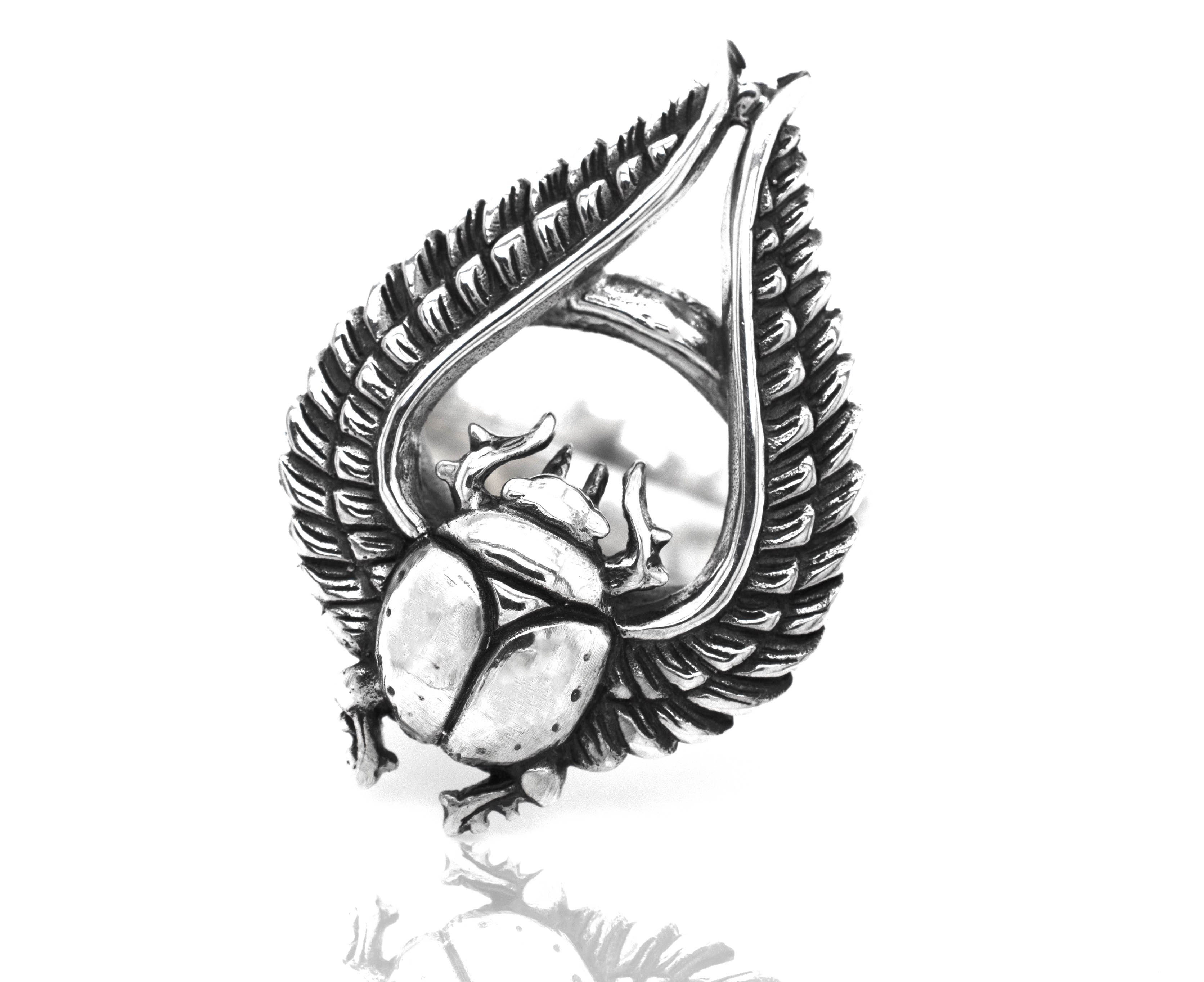 Statement Winged Scarab Ring
