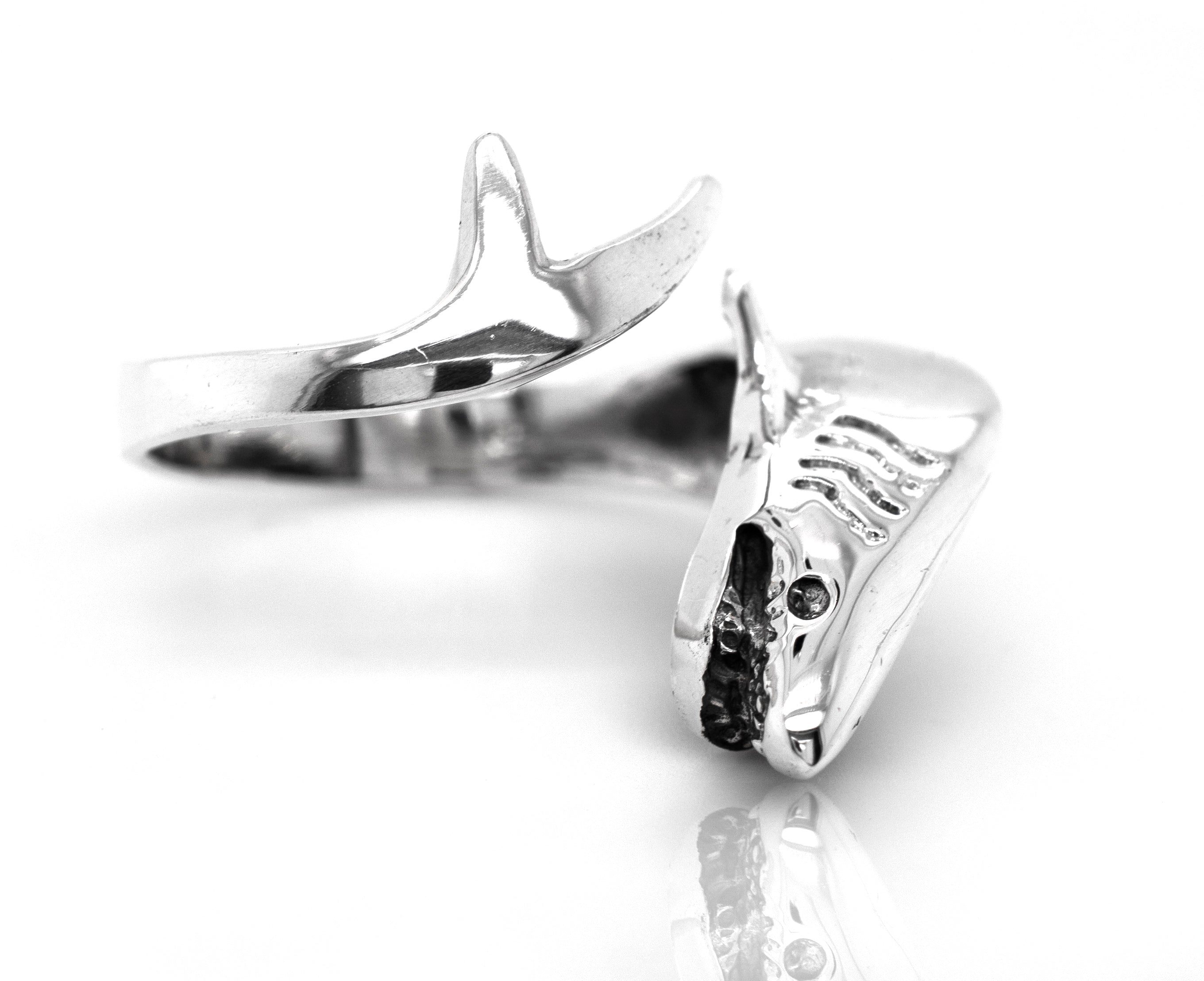 Description: A stunning Adjustable Shark Ring made from .925Silver, perfect for ocean lovers, by Super Silver.