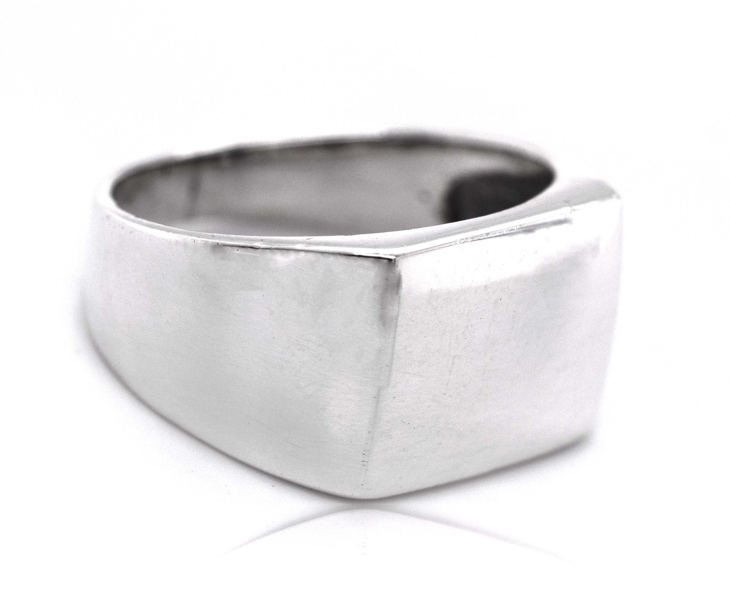 A silver square-shaped Signet Ring suitable for both men and engagements.