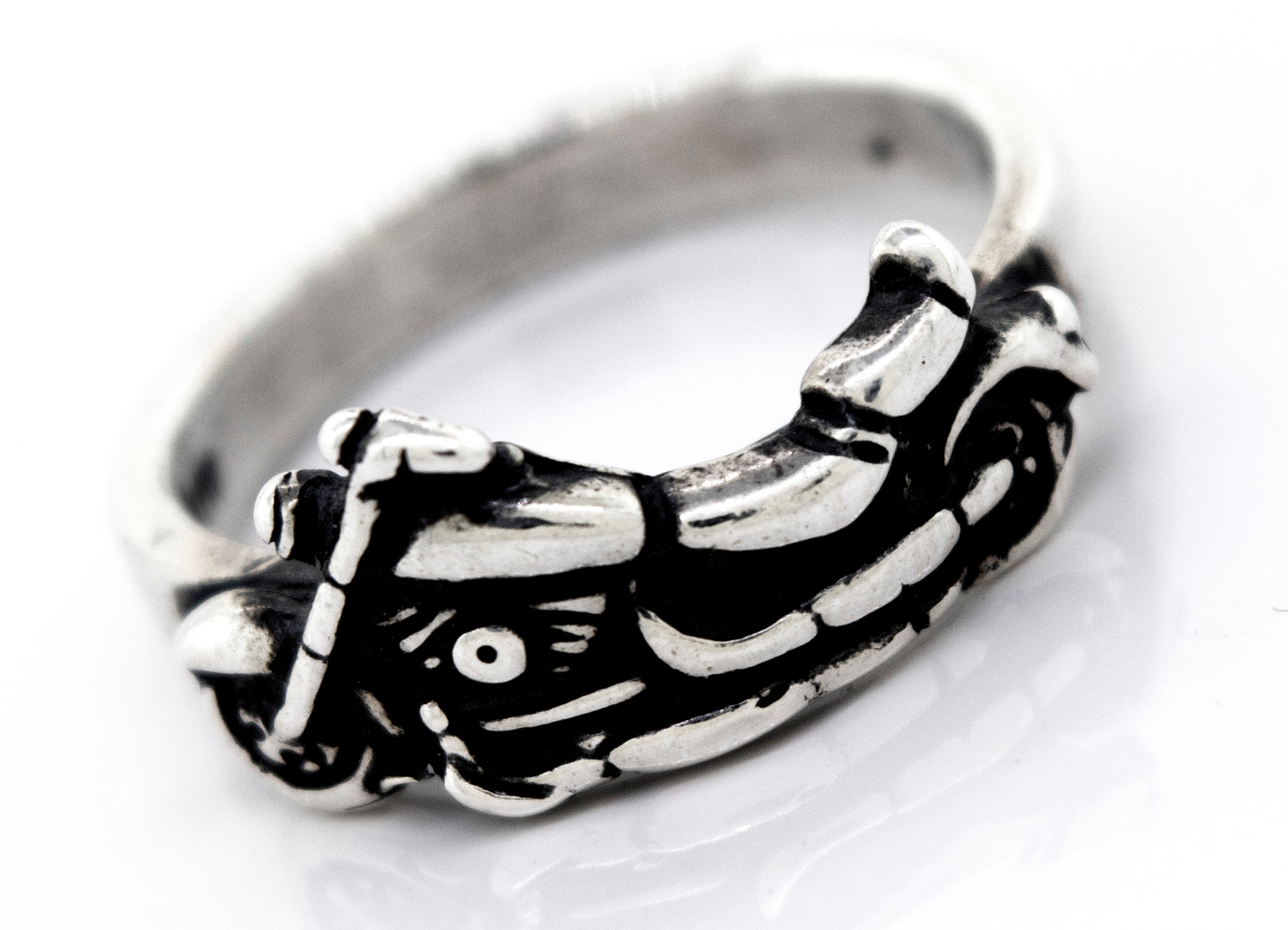 A handcrafted American Made Motorcycle Ring with a Super Silver design.