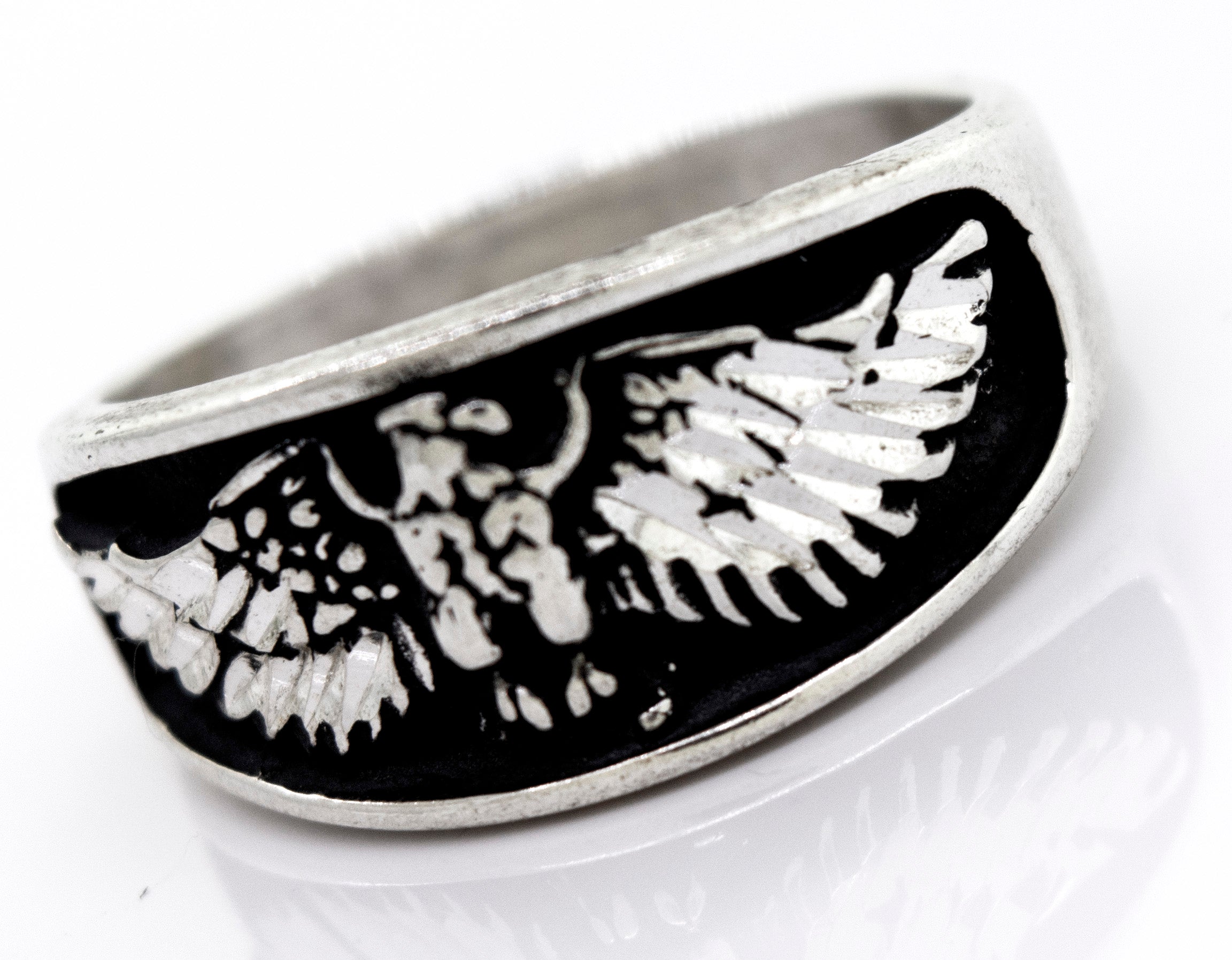 A Super Silver handcrafted American Made Heavy Eagle Ring.