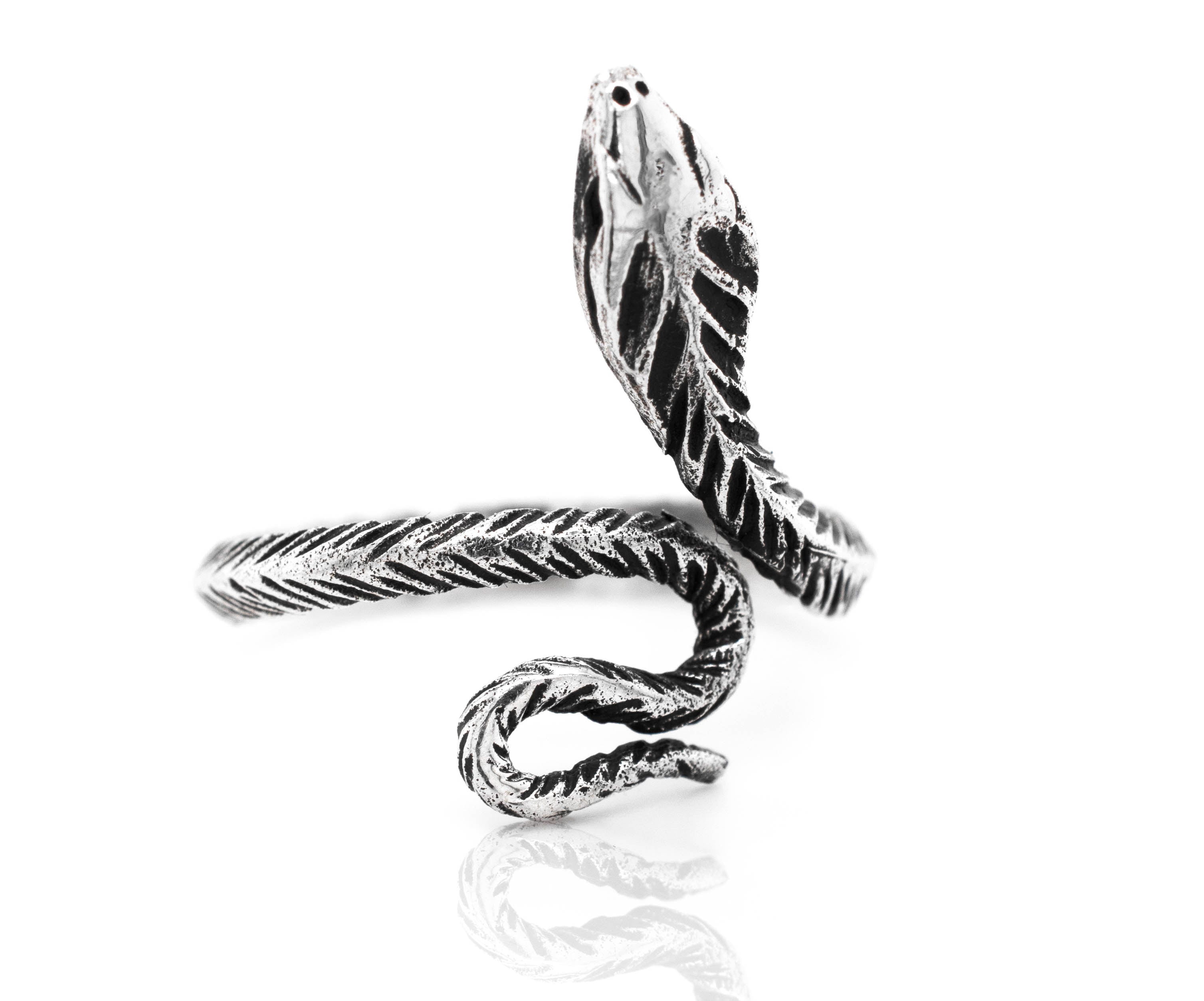 An adjustable Slender Adjustable Snake Ring by Super Silver on a white background.