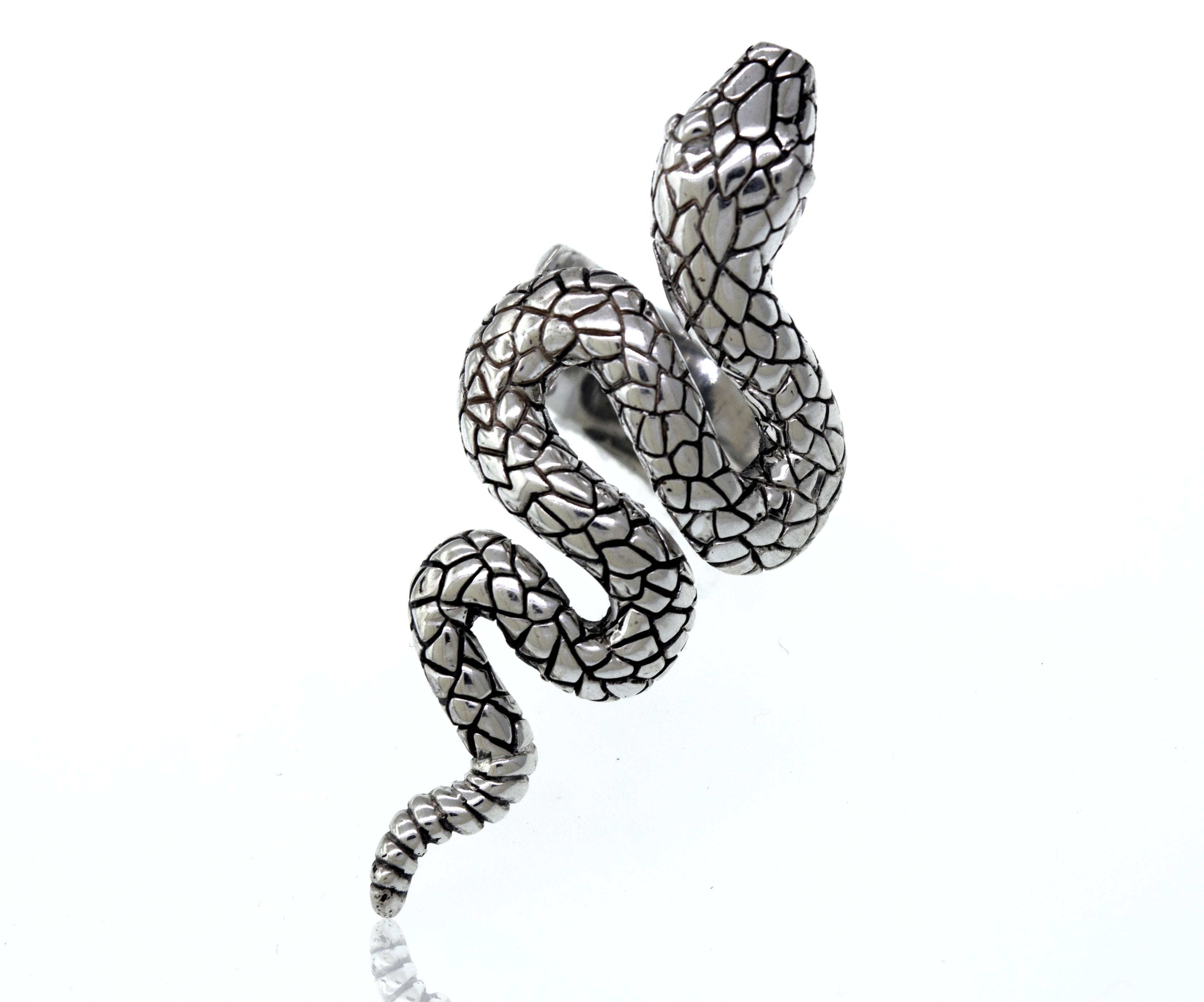 A designer Long Alluring Snake Ring.