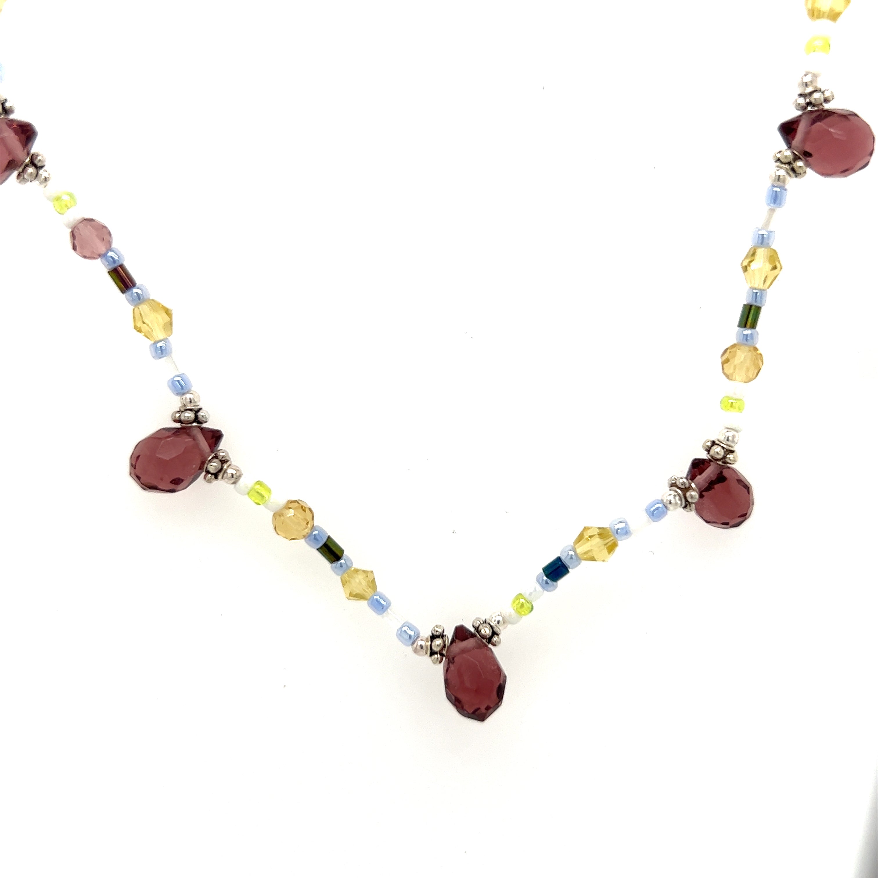 A Super Silver Beaded Multicolor Necklace.
