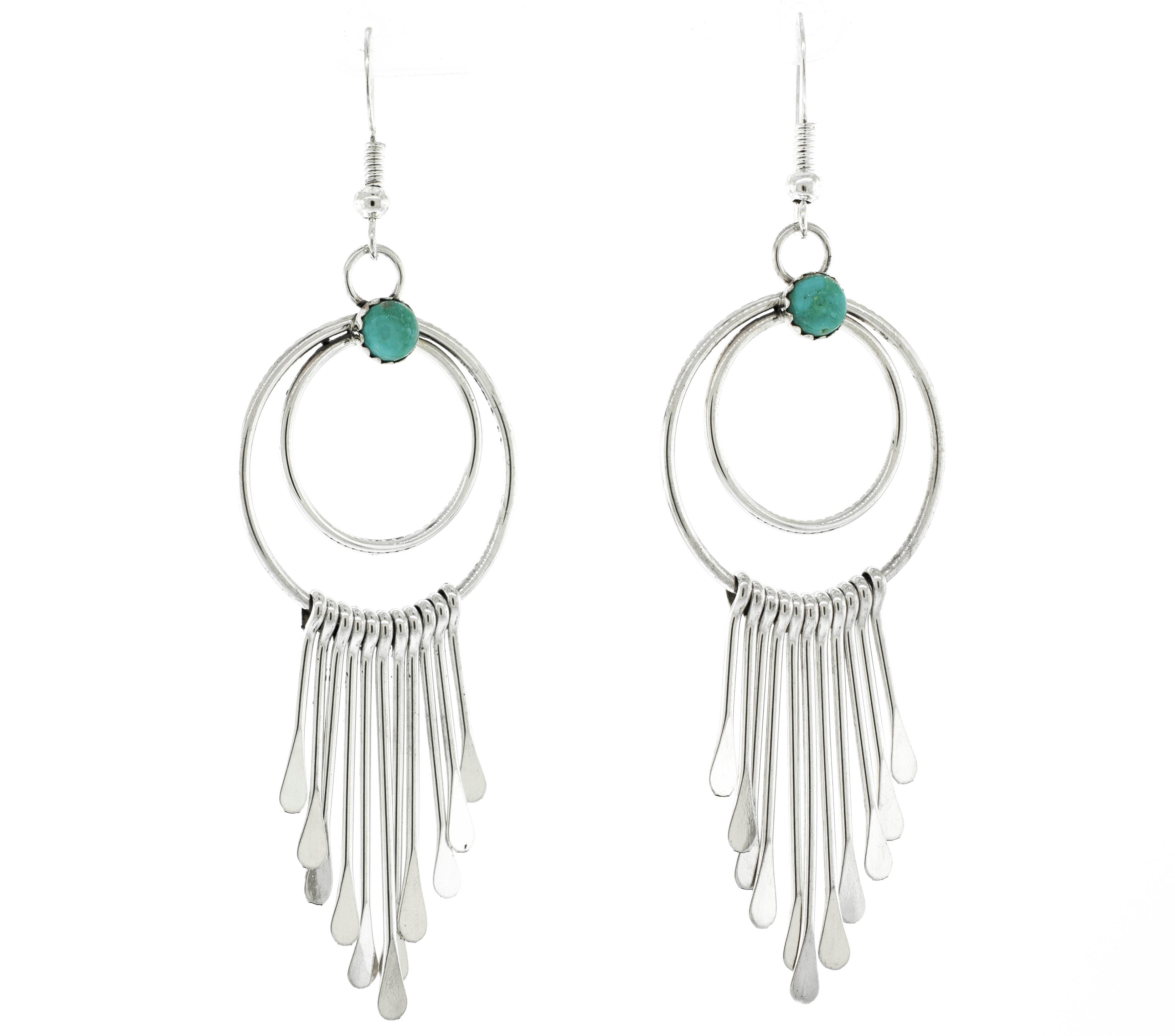 Handmade Super Silver Alluring Turquoise Chandelier Earrings.