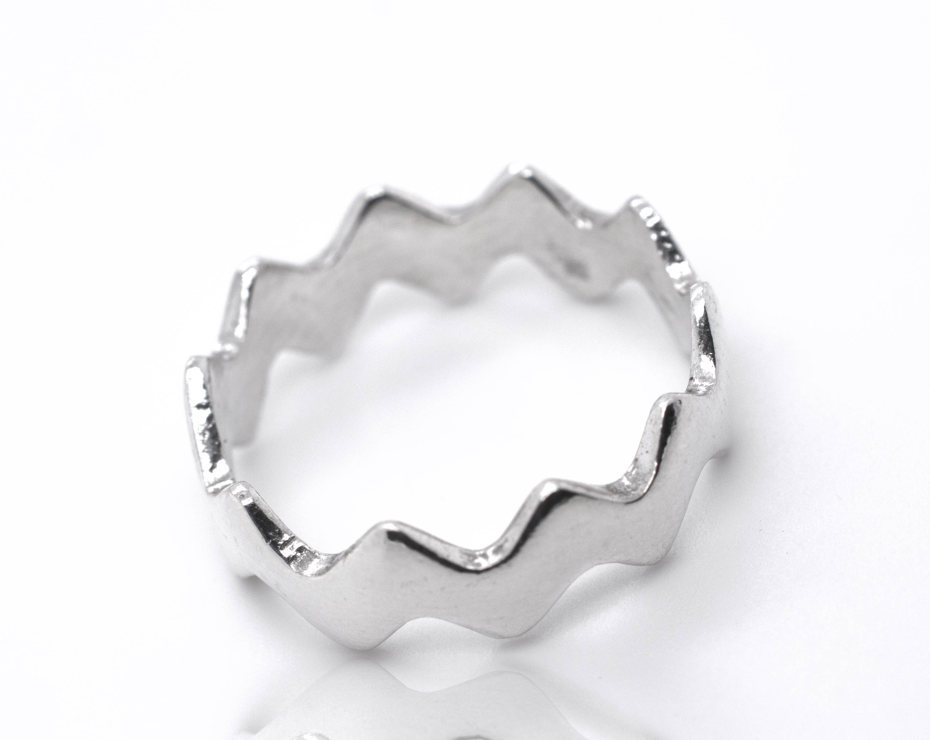 A trendy silver Modern Zig-Zag Ring with a stylish zig-zag design.