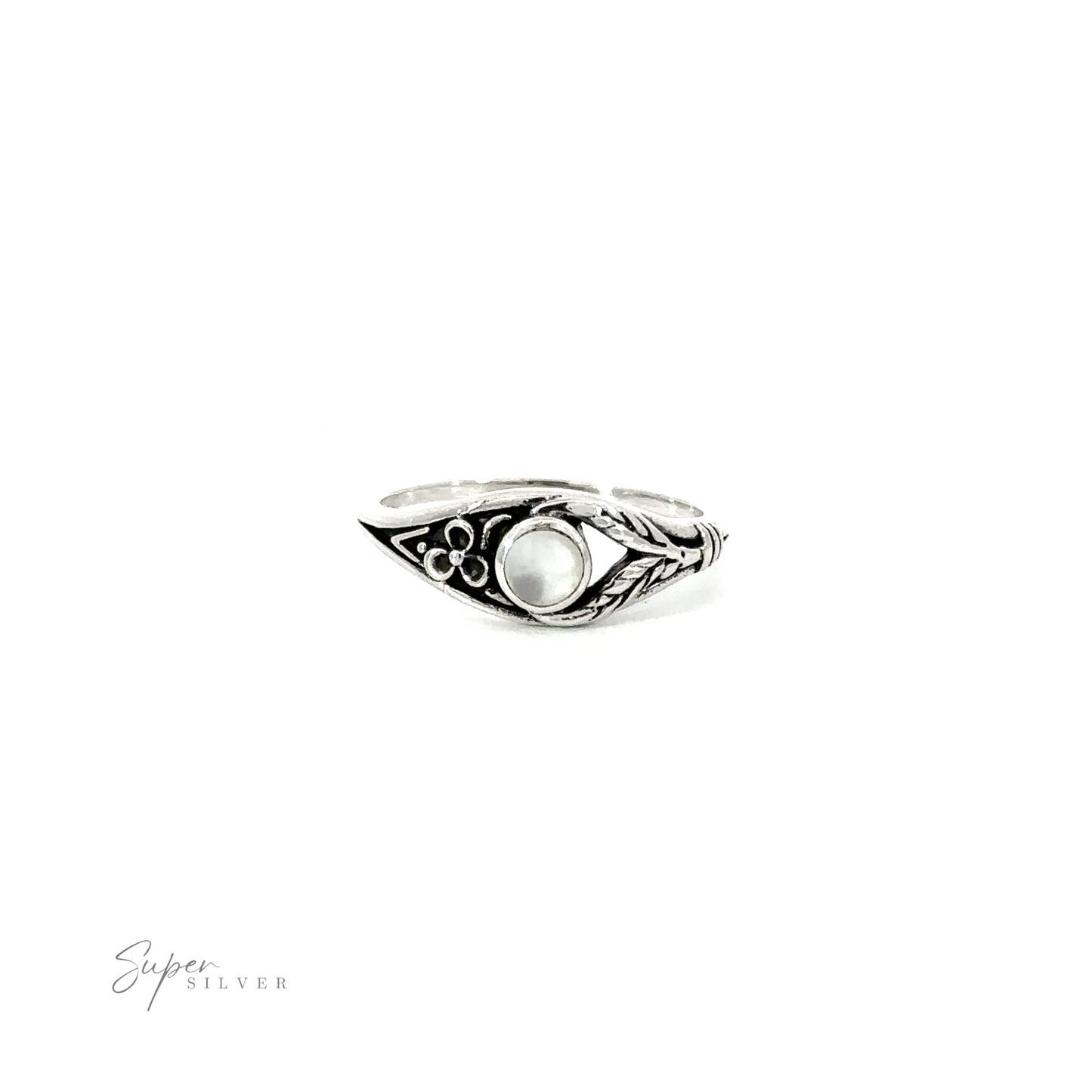 
                  
                    An Inlay Stone Ring with Flower and Leaf Design.
                  
                