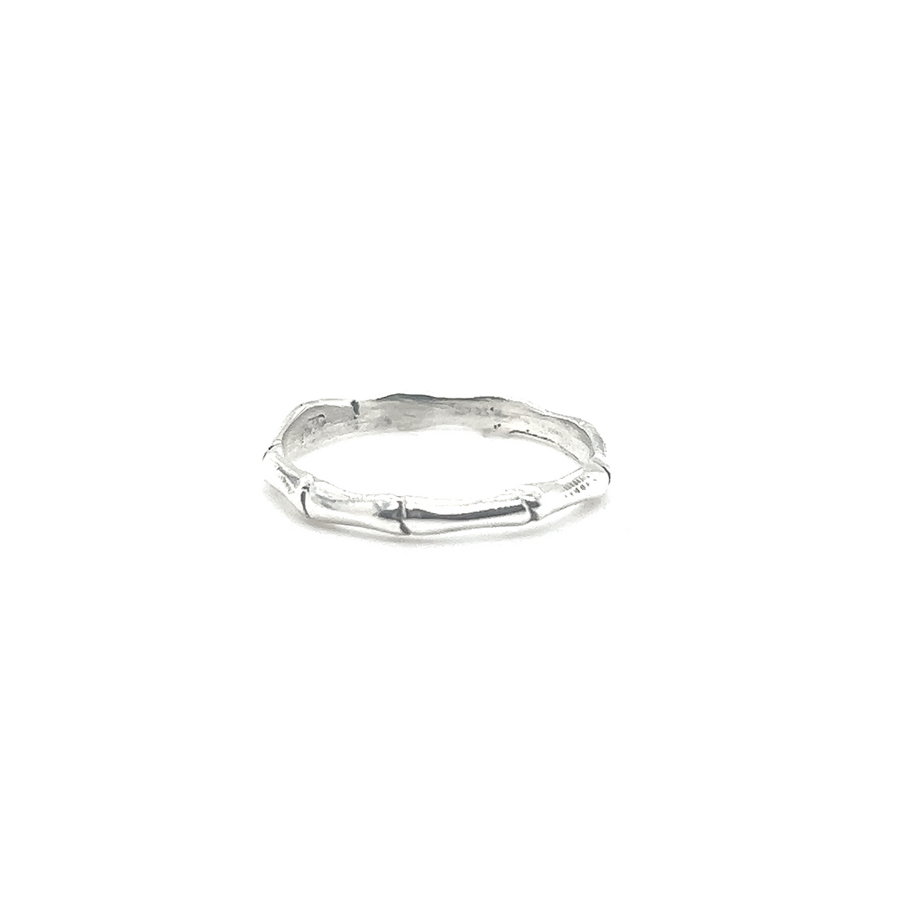
                  
                    A Super Silver Bamboo Band Silver Ring with a bamboo pattern.
                  
                