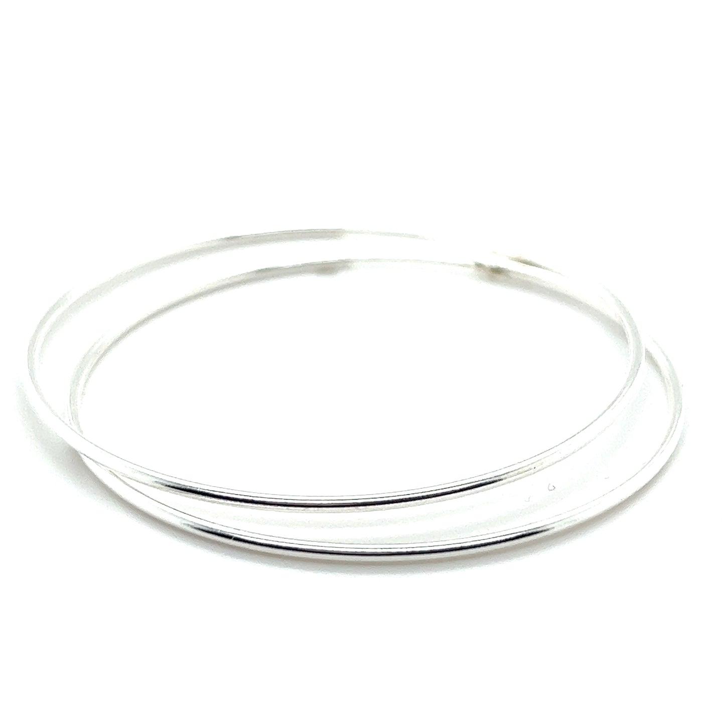 
                  
                    A pair of Super Silver 1.2mm Infinity Hoops with a minimalist flair on a white background.
                  
                