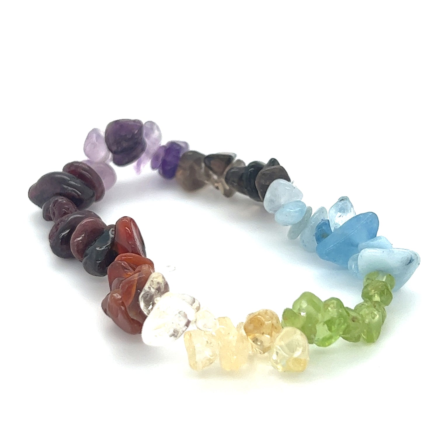 A Chakra Stone Chip Bracelet adorned with different colored stones, radiating healing energy and promoting harmony, made by Super Silver.