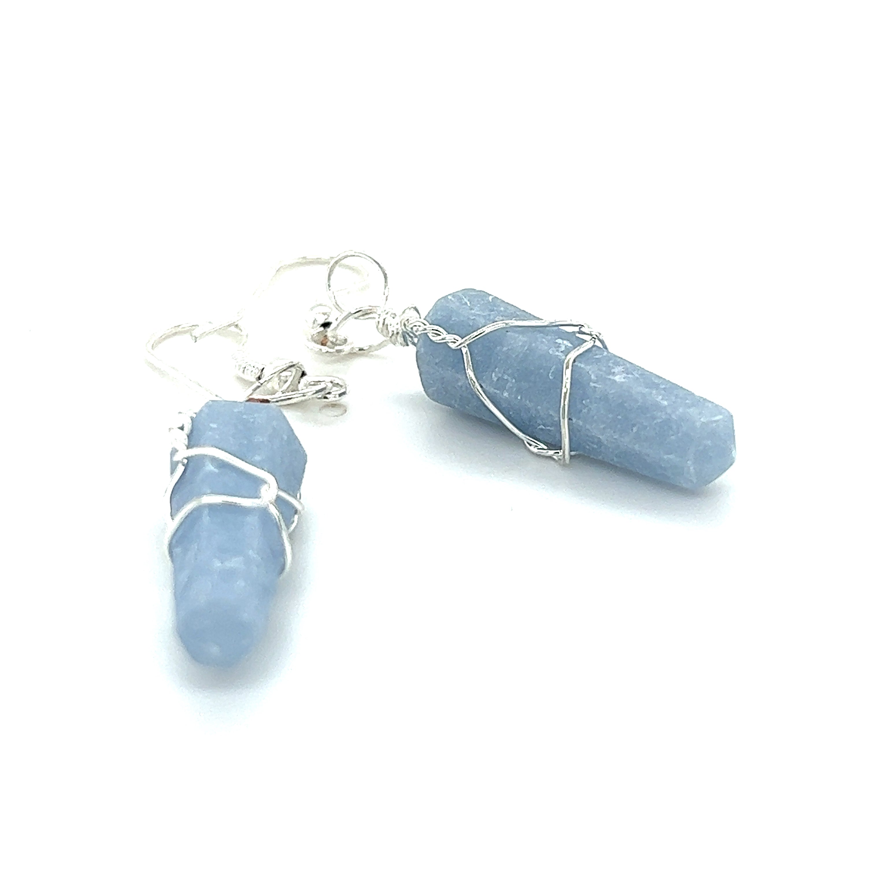 A pair of Super Silver Wire Wrapped Stone Earrings, perfect for everyday wear.