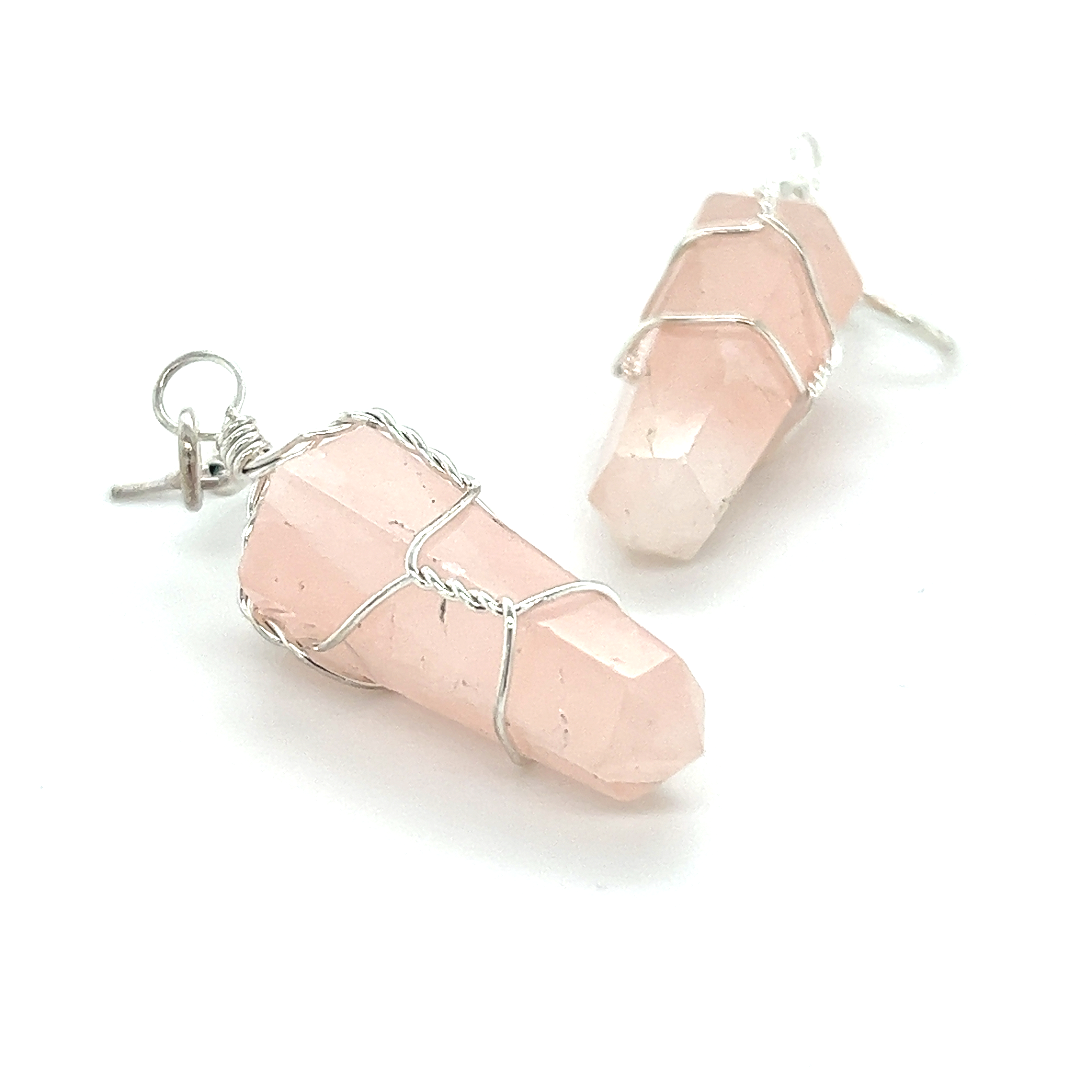 A pair of Super Silver Wire Wrapped Stone Earrings, perfect for everyday wear.