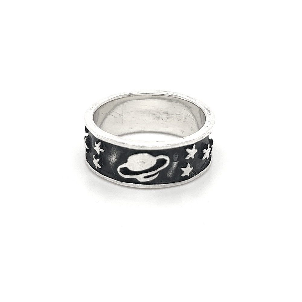 A Heavy Space Ring from Super Silver, with stars on it.