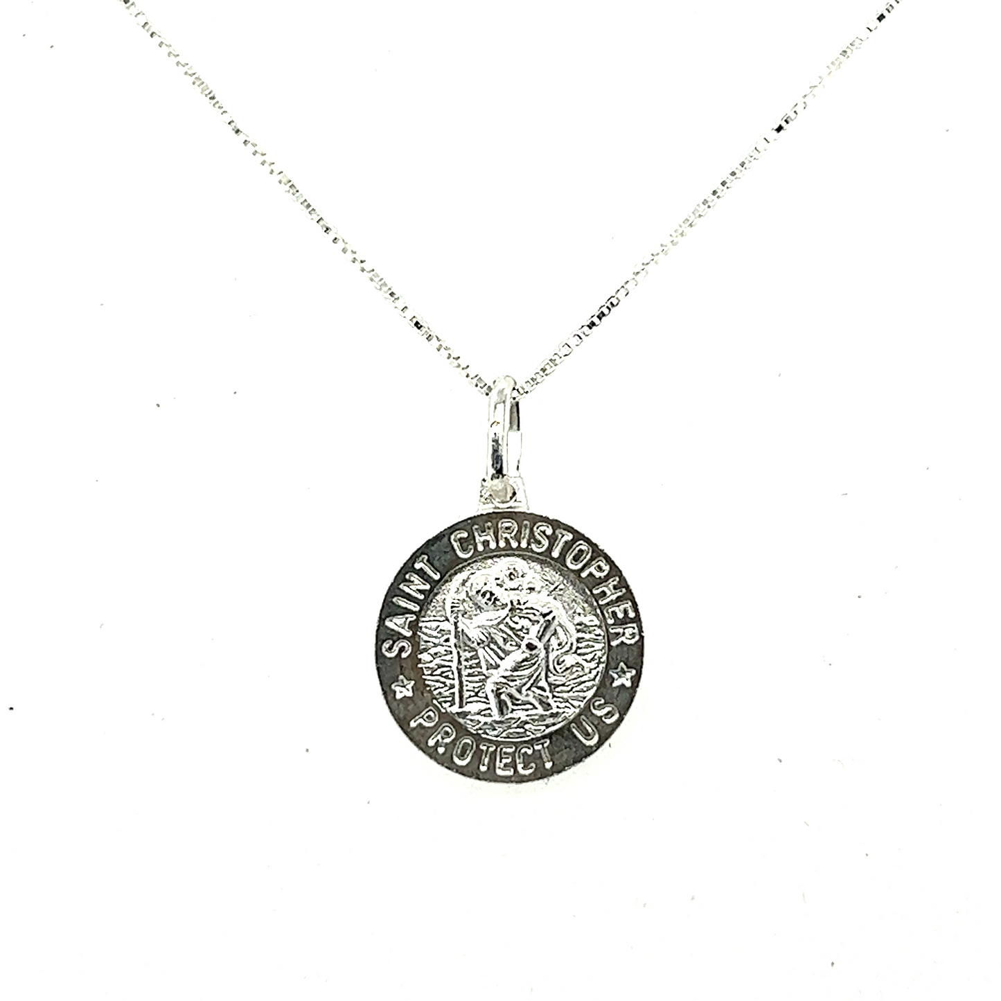 
                  
                    Super Silver Sterling silver Saint Christopher Medallion In Various Sizes is featuring the patron saint of travelers.
                  
                
