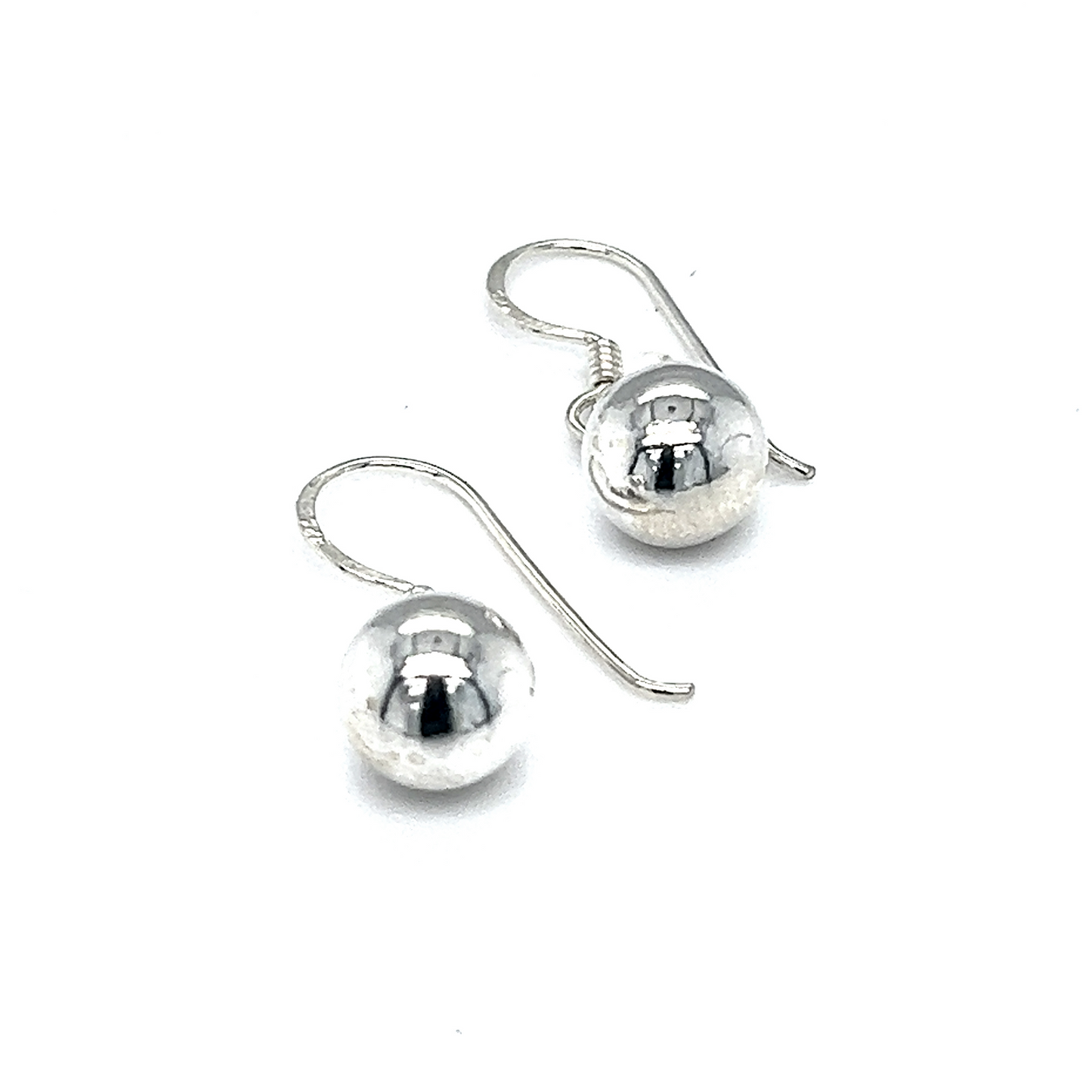 
                  
                    A pair of chic Super Silver Simple Dangling Ball Earrings on a white background.
                  
                