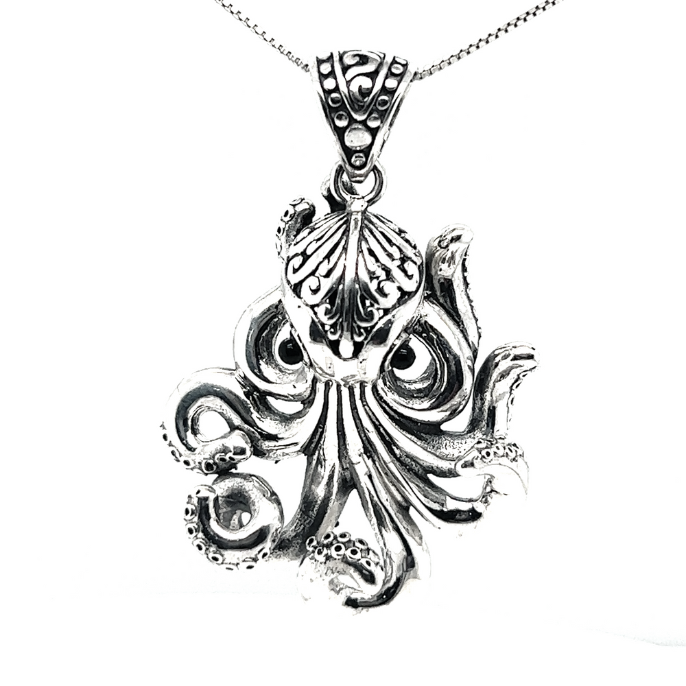 
                  
                    An exquisite Super Silver Octopus Pendant on a captivating silver chain.
                  
                