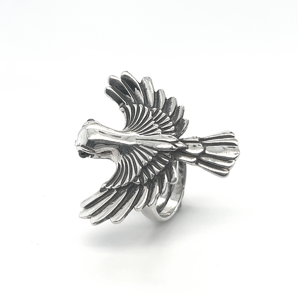 
                  
                    An adjustable Statement Sparrow Ring with a bird on it.
                  
                