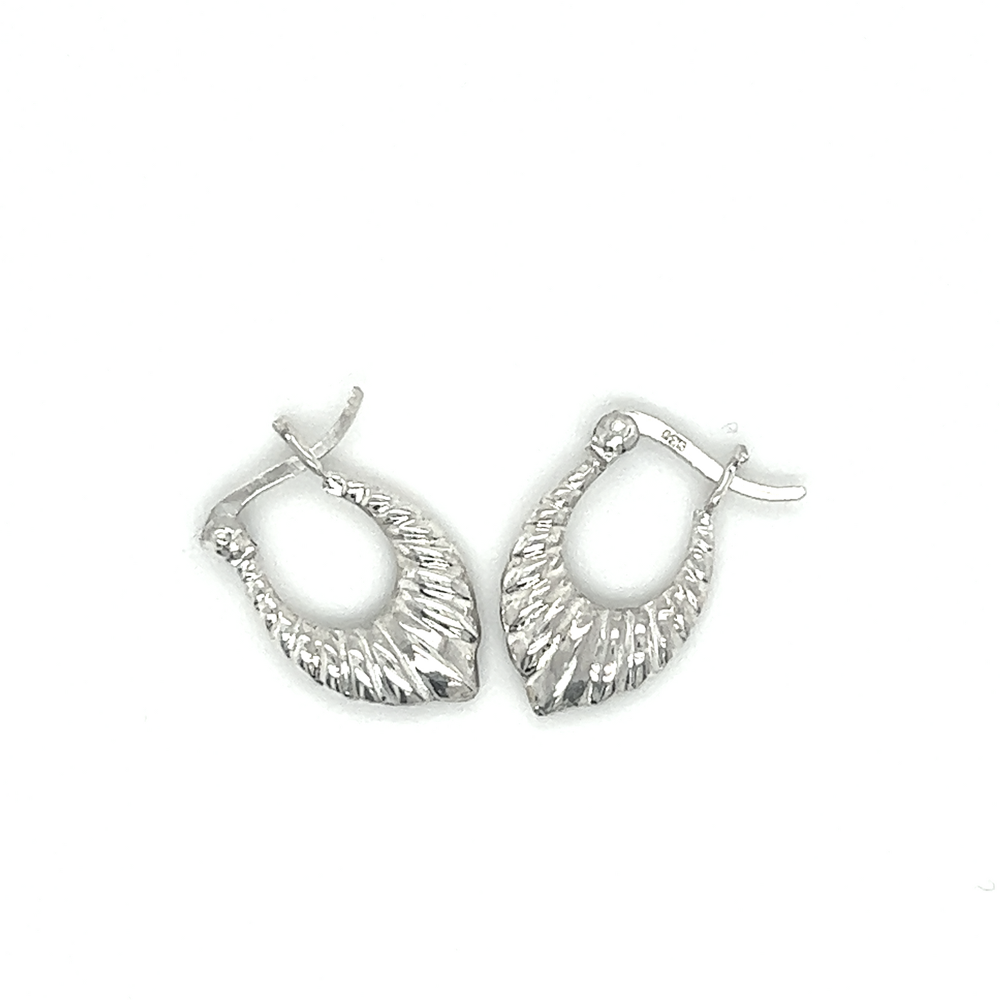 
                  
                    A pair of Dainty Latch Hoop Earrings by Super Silver on a white background.
                  
                