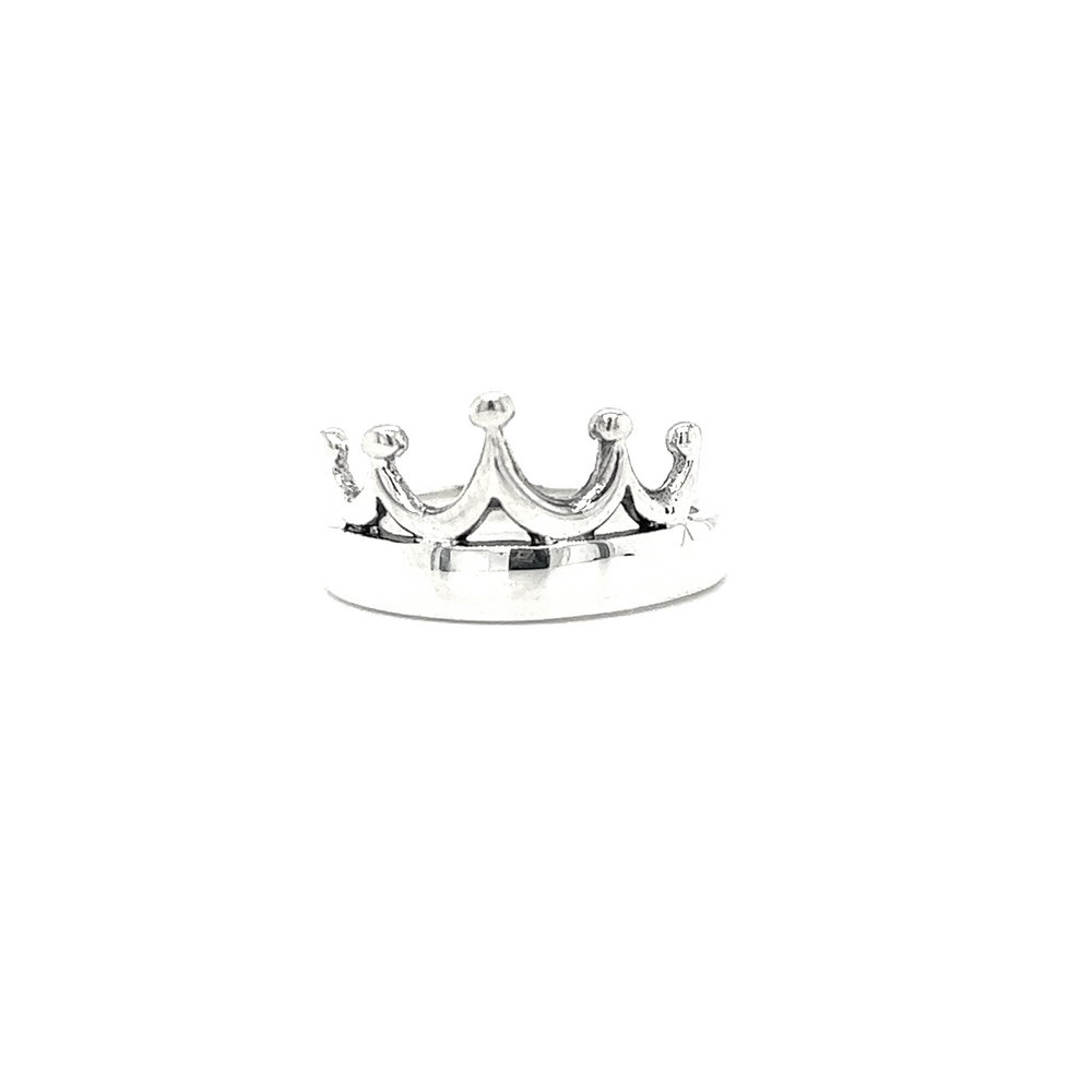 A sleek crown ring by Super Silver on a white background.
